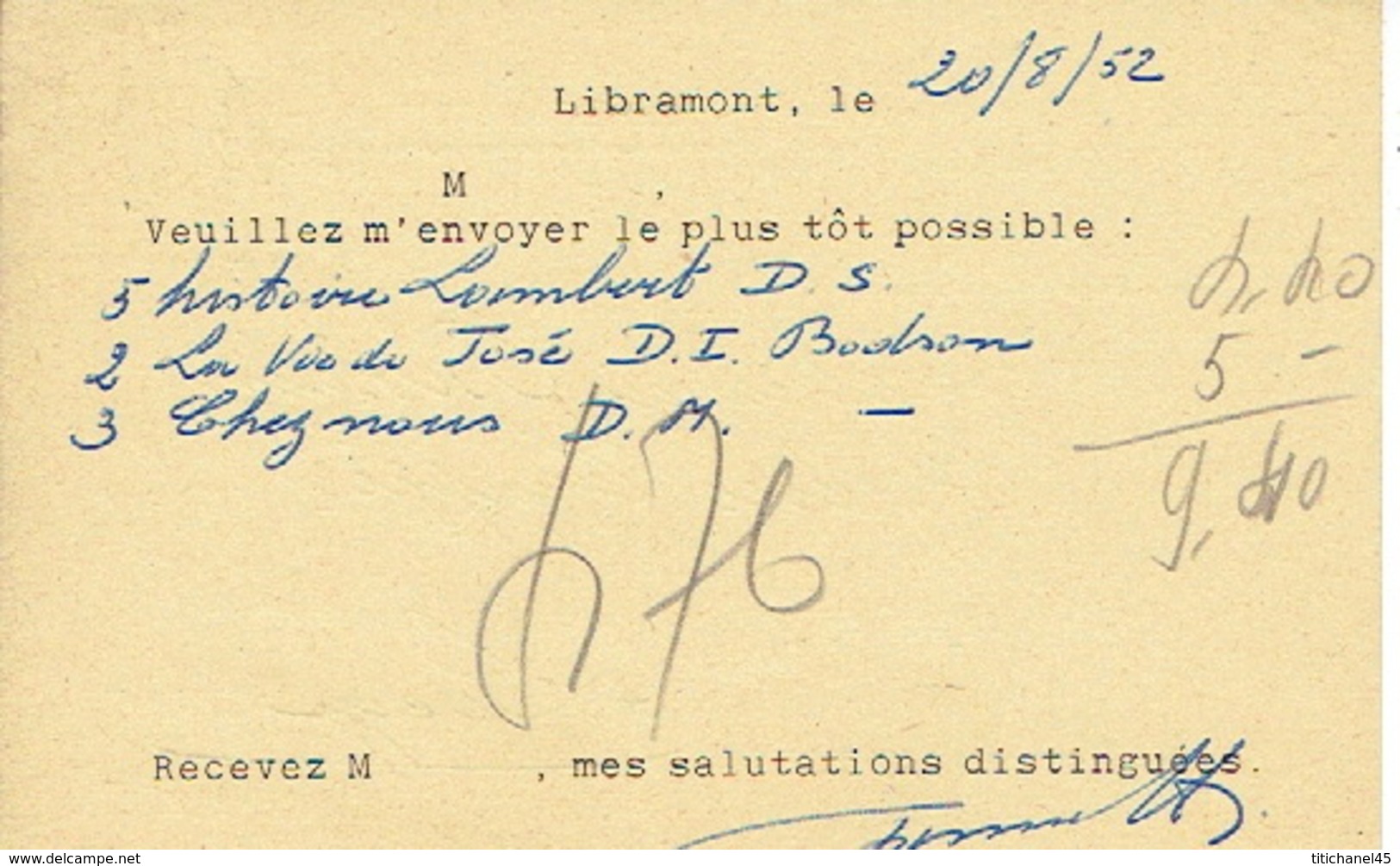 CP Publicitaire LIBRAMONT 1952 - LIBRAIRIE PINSON - Libramont-Chevigny