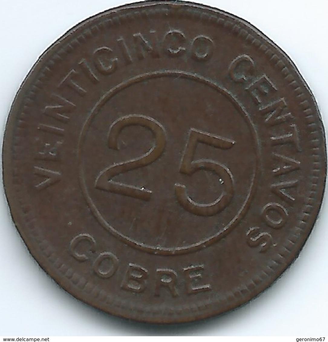 Guatemala - 1915 - 25 Centavos - Provisional - KM231 - Guatemala