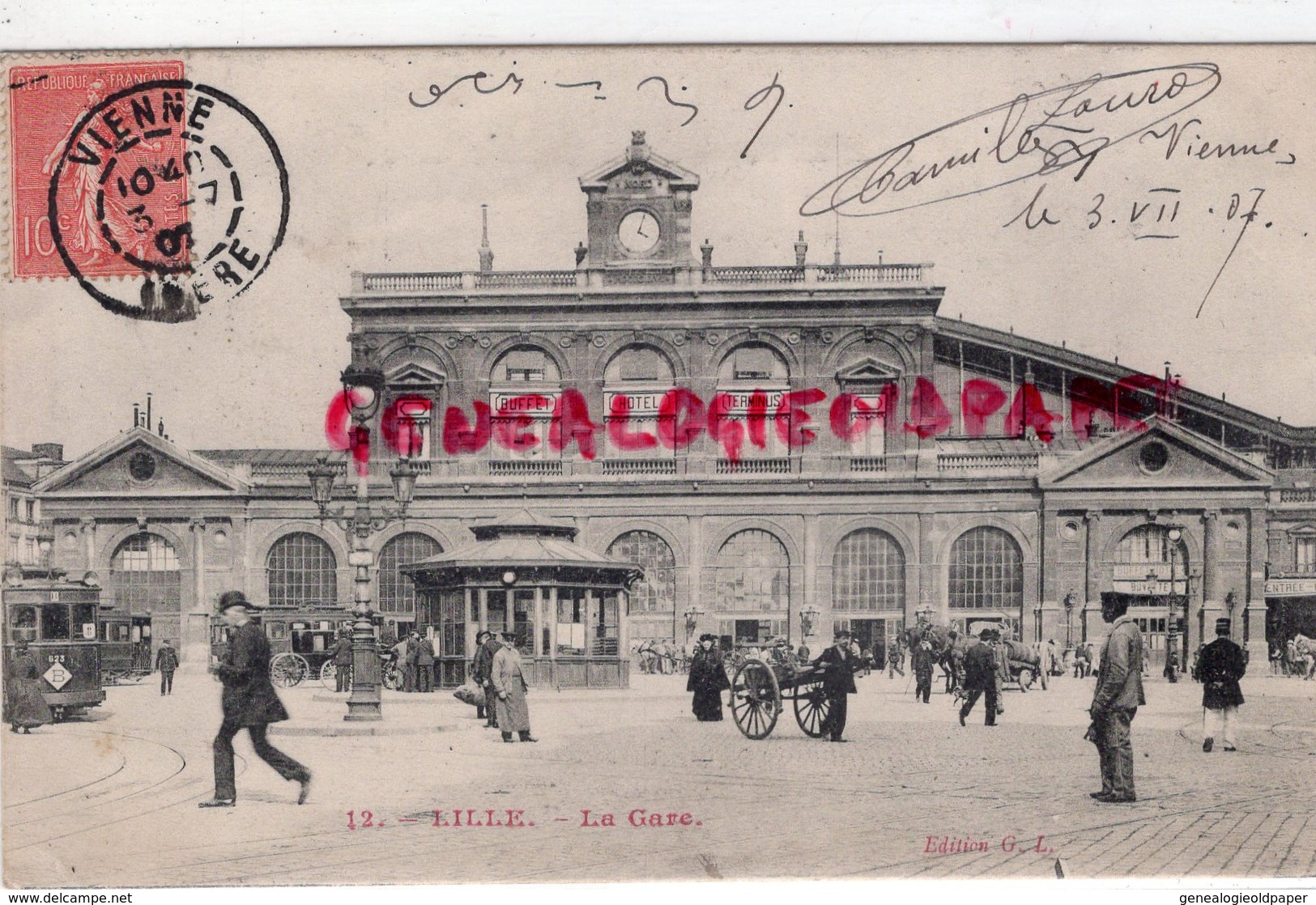 59- LILLE - LA GARE 1907- A QUERE LIMOGES STENO STENOGRAPHE - Lille