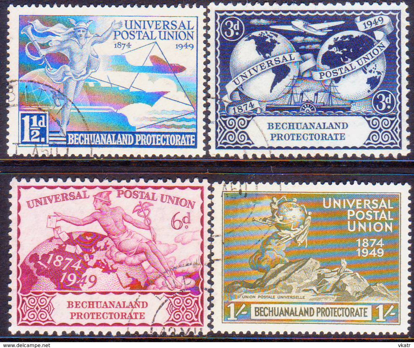 1949 BECHUANALAND Protectorate SG 138-41 Compl. Set Used UPU - 1885-1964 Bechuanaland Protettorato