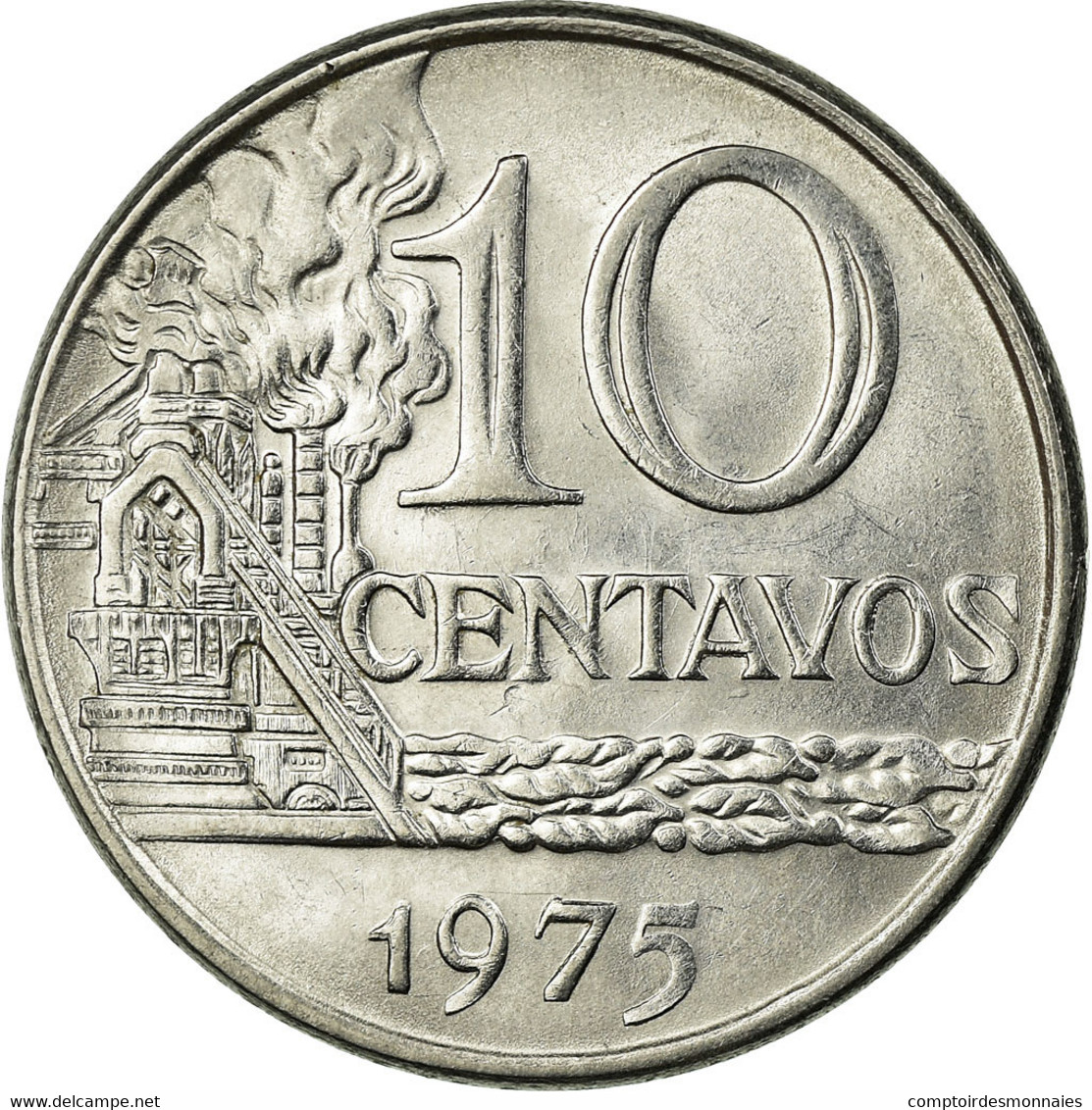 Monnaie, Brésil, 10 Centavos, 1975, SUP, Stainless Steel, KM:578.1a - Brésil