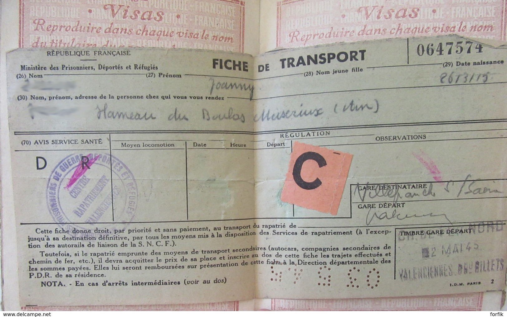 Guerre 39-45 Passeport français pour l'Allemagne avec visas Allemands - délivré en 1943 - Etat moyen