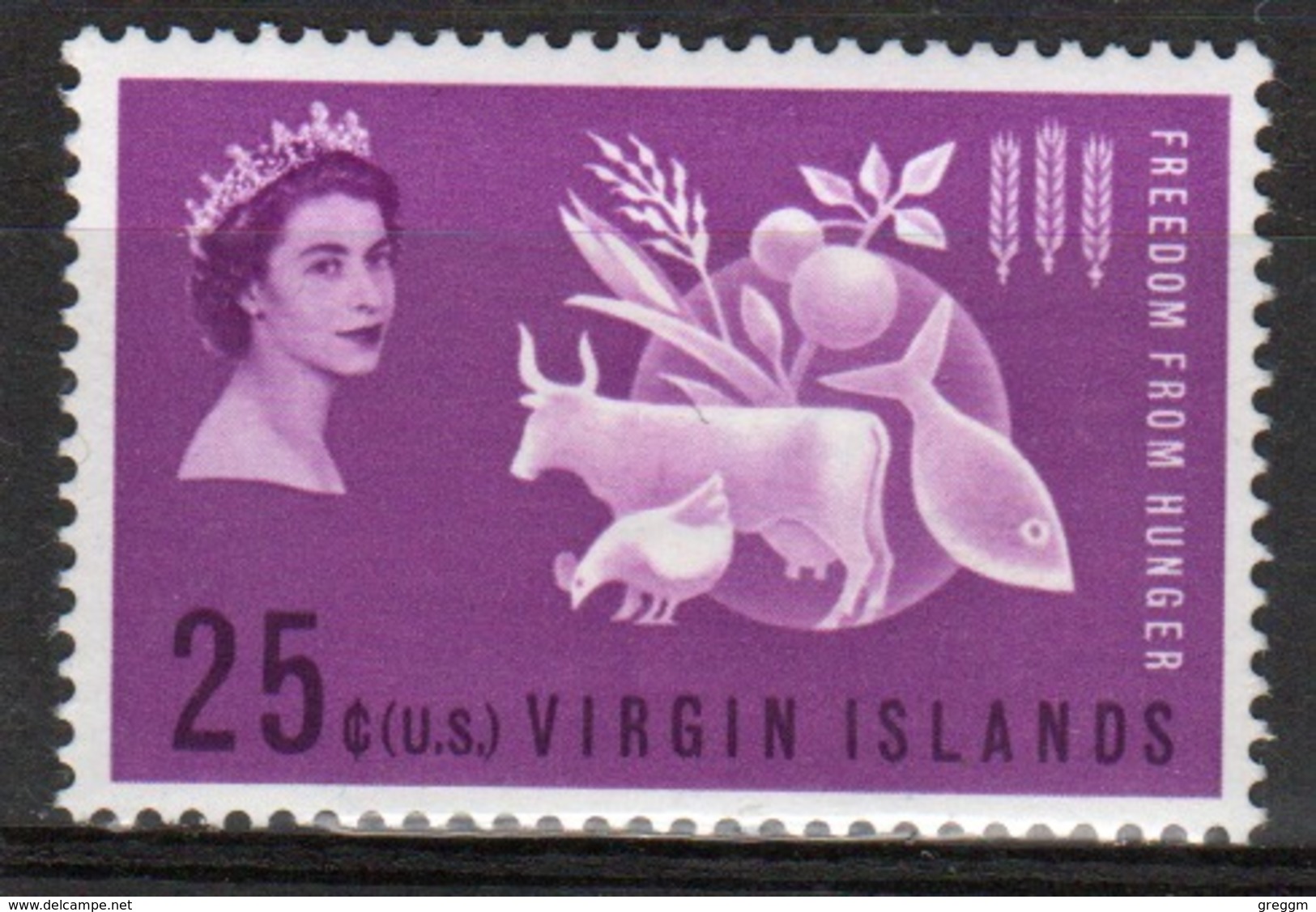 British Virgin Islands 1963 Queen Elizabeth Single Stamp Celebrating Freedom From Hunger. - British Virgin Islands