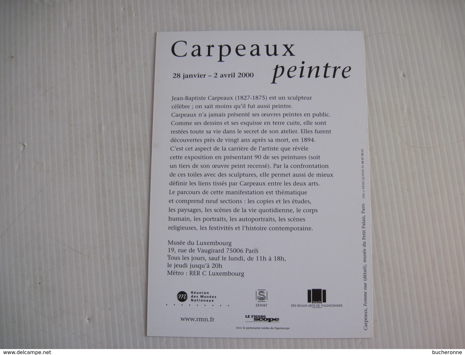 Carte Genre CPSM CARPEAUX PEINTRE  SCULPTEUR Musée Du Luxembourg PARIS 2000  TBE - Museos