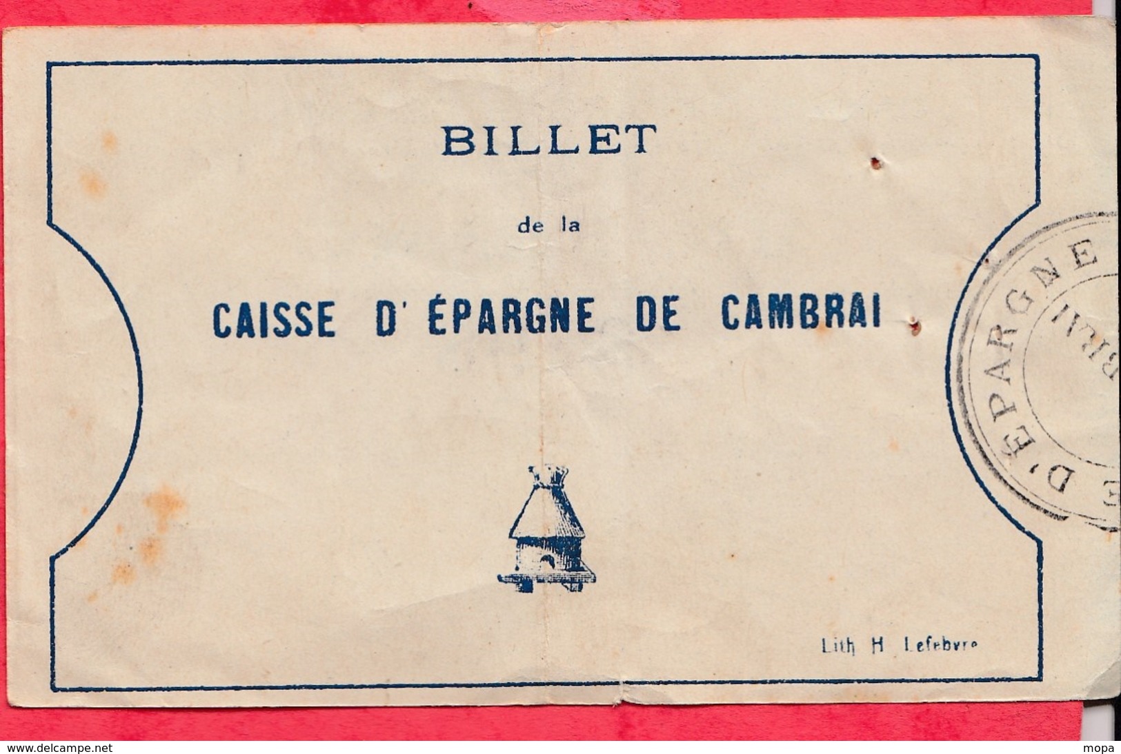 France  1 Bon De 1 Franc  --Cambrai -- (Nord) Dans L 'état - Bonos