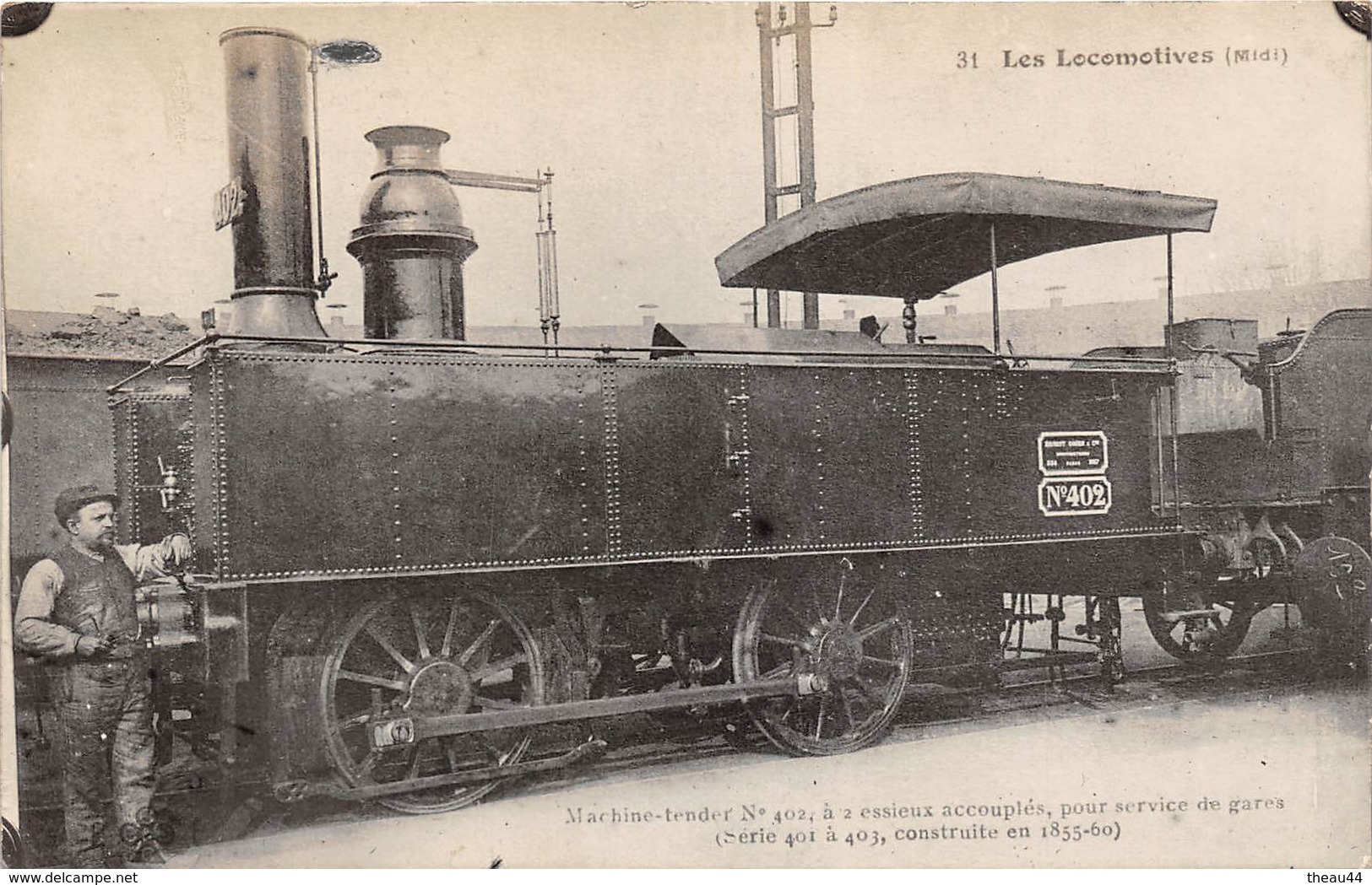 Carte-Photo D'une Locomotive   -  Chemins De Fer  -  Machine N° 402  -  Train En Gare  -  Tirage D'une Carte éditée - Materiale