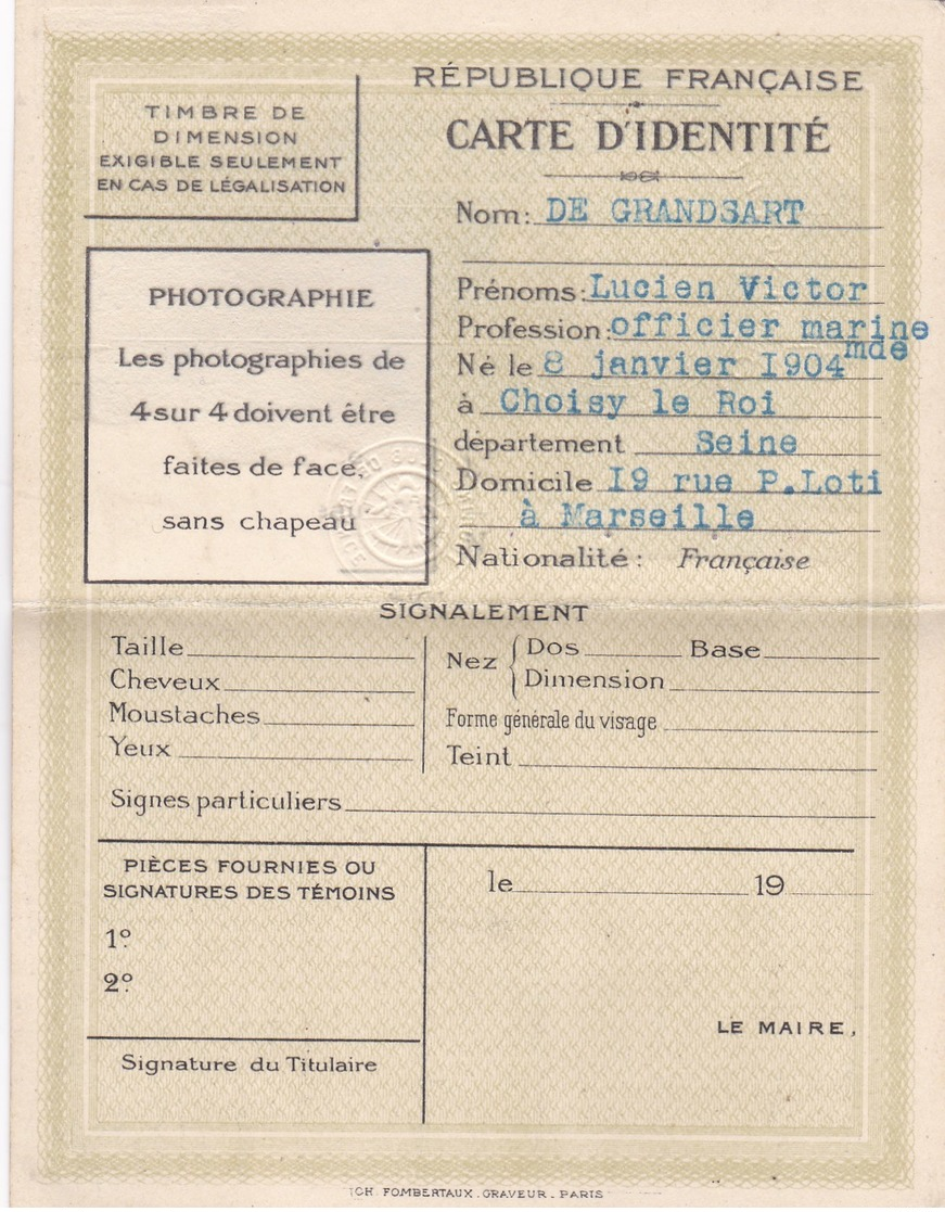 Carte Du TOURING CLUB DE FRANCE De 1939 - Automobile