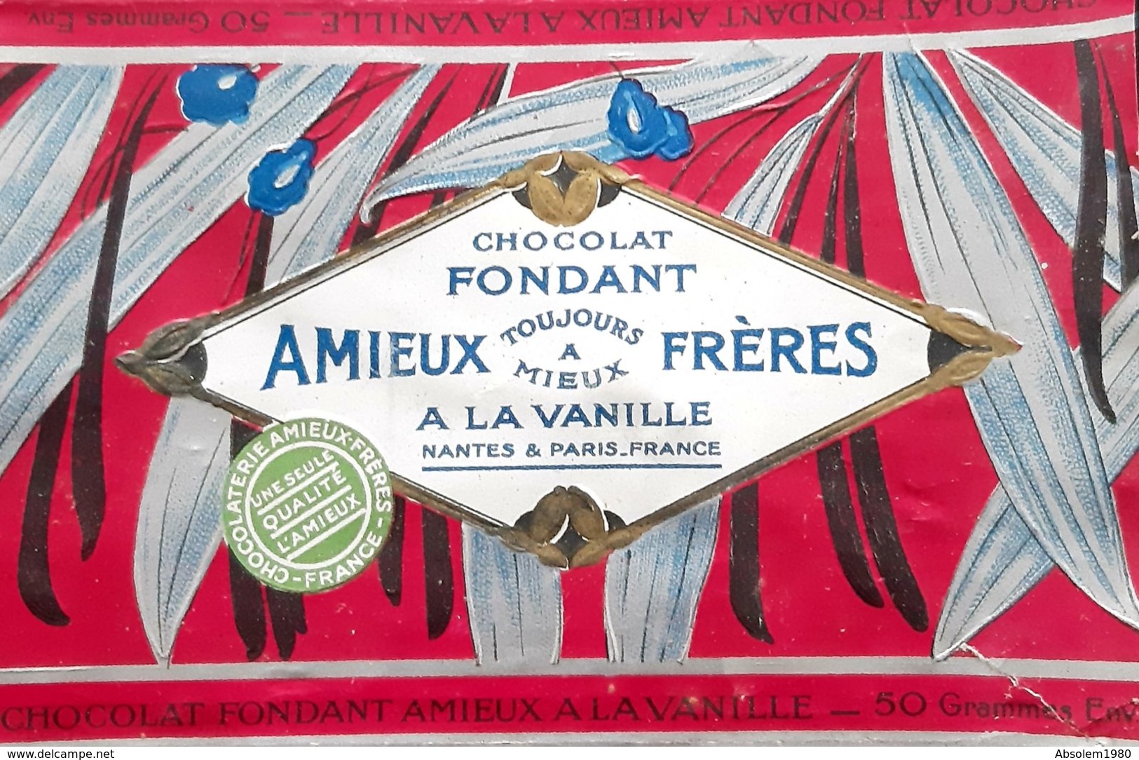 AMIEUX TOUJOURS FRERES TRES BEL EMBALLAGE ANCIEN CHOCOLAT VANILLE GAUFFREE ANTIQUE EMBOSSED CHOCOLATE WRAPPERS - Boîtes