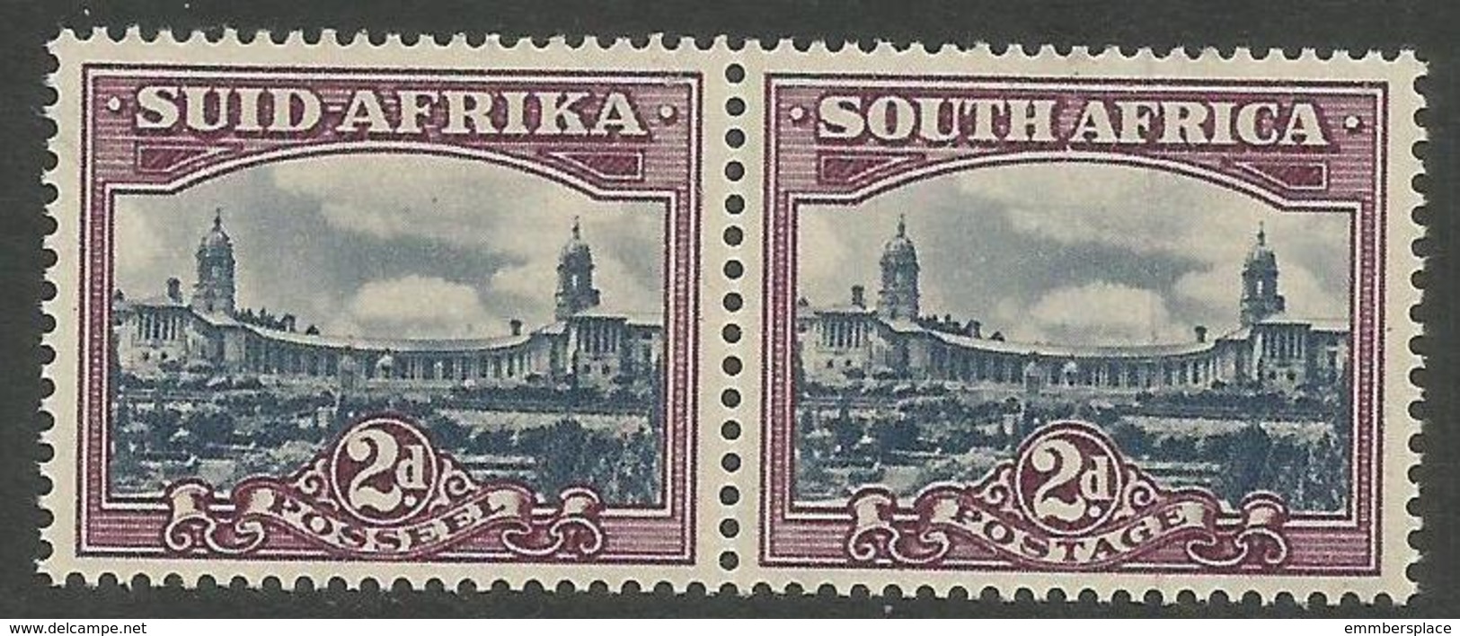 South Africa - 1950 Government Buildings Bilingual Pair 2d MNH **     SG 116   Sc 55 - Unused Stamps