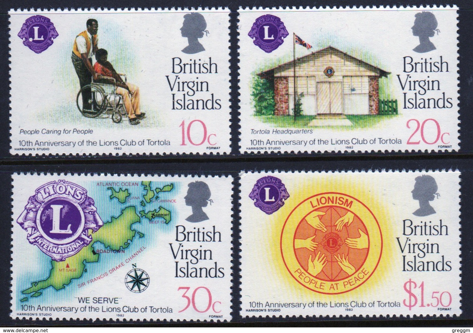 British Virgin Islands 1982 Queen Elizabeth Set Of Stamps Celebrating 10th Anniversary Of The Lions Club. - British Virgin Islands