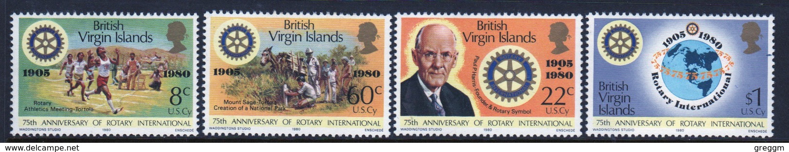 British Virgin Islands 1980 Queen Elizabeth Set Of Stamps Celebrating 75th Anniversary Of Rotary International. - British Virgin Islands