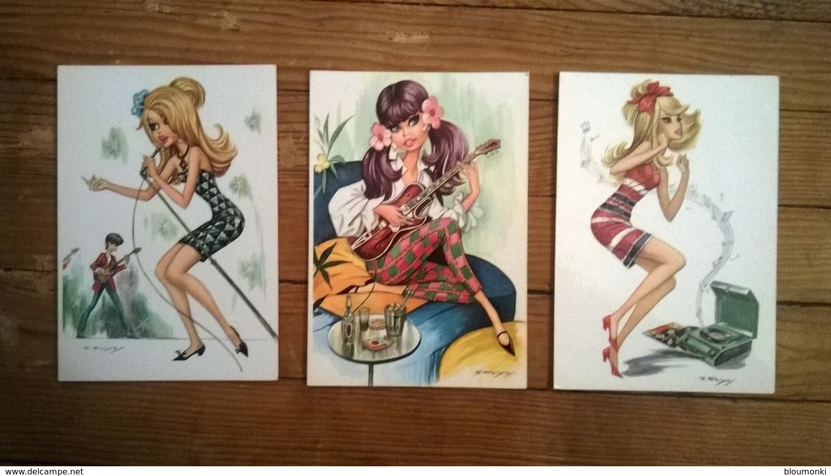 Lot De 3 Cartes Postales / Thème MUSIQUE / Illustration Emilio FREIXAS - Zeitgenössisch (ab 1950)