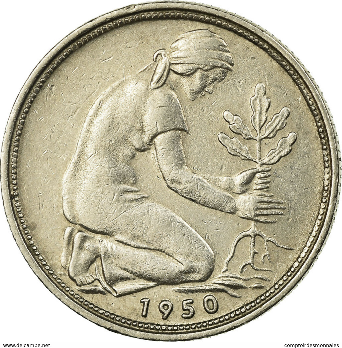 Monnaie, République Fédérale Allemande, 50 Pfennig, 1950, Stuttgart, TTB - 50 Pfennig