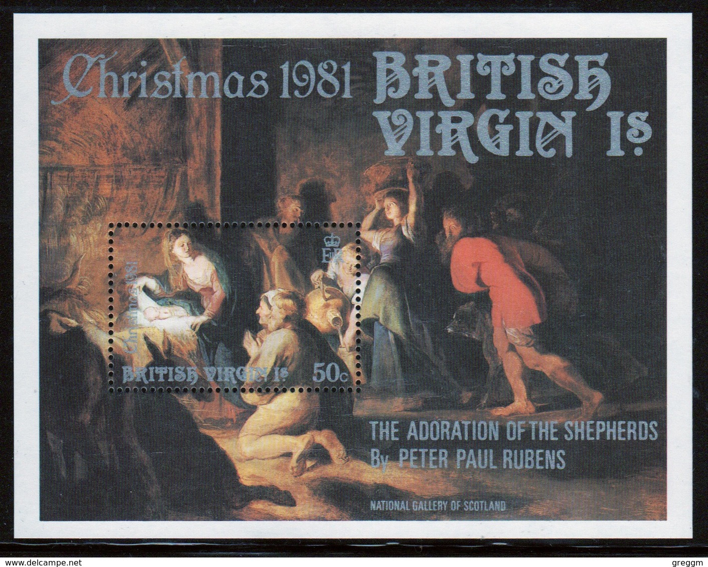 British Virgin Islands 1981 Queen Elizabeth Mini Sheet Celebrating Christmas. - British Virgin Islands