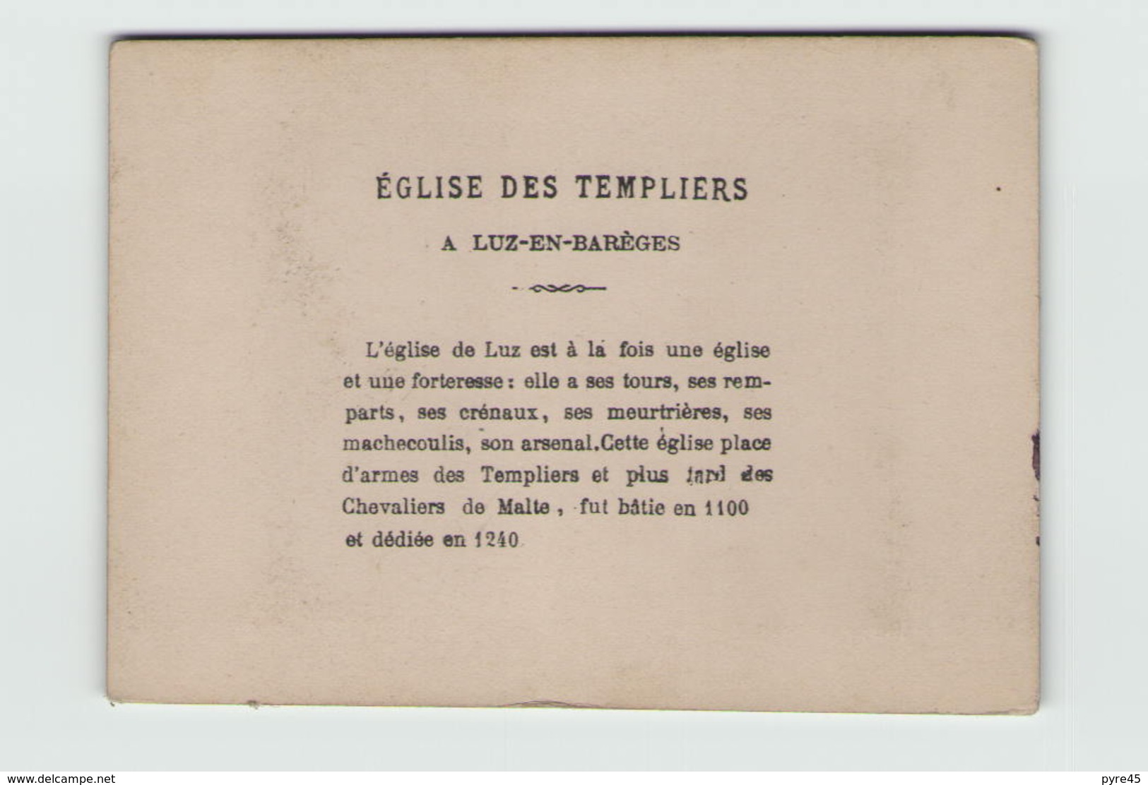 Photo Albumine ( 11 X 8 Cm ) Collée Sur Carton Eglise Des Templiers à Luz-en-Bareges - Lieux