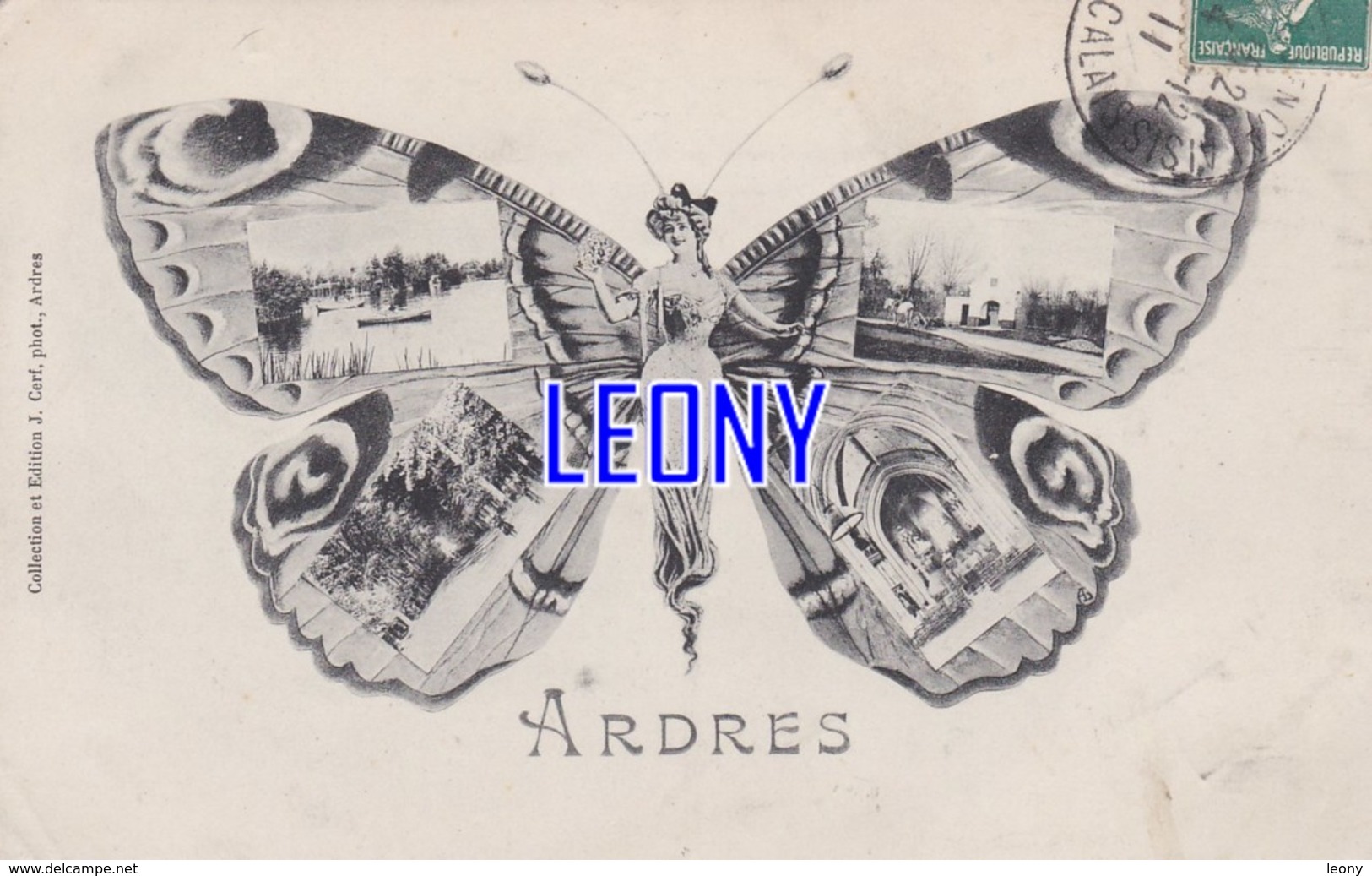 CPA  D' ARDRES   (62) -  FEMME PAPILLON Et VUES DIVERSES - Collect J. CERF -1911 - Ardres