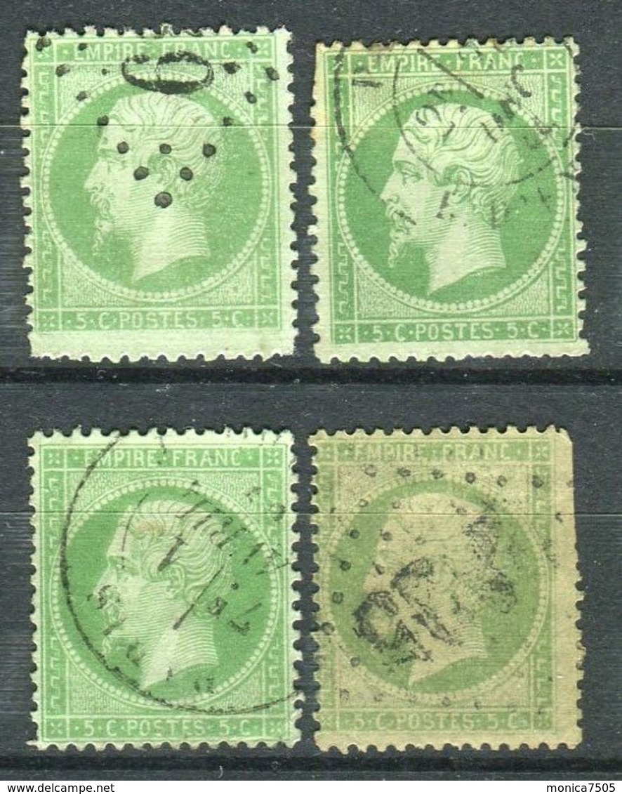 FRANCE ( LOT ) : Y&T N°  20  OU  20a  ? , TIMBRES  BIEN OBLITERES  EN  LOT , POUR ETUDE . . - 1862 Napoléon III