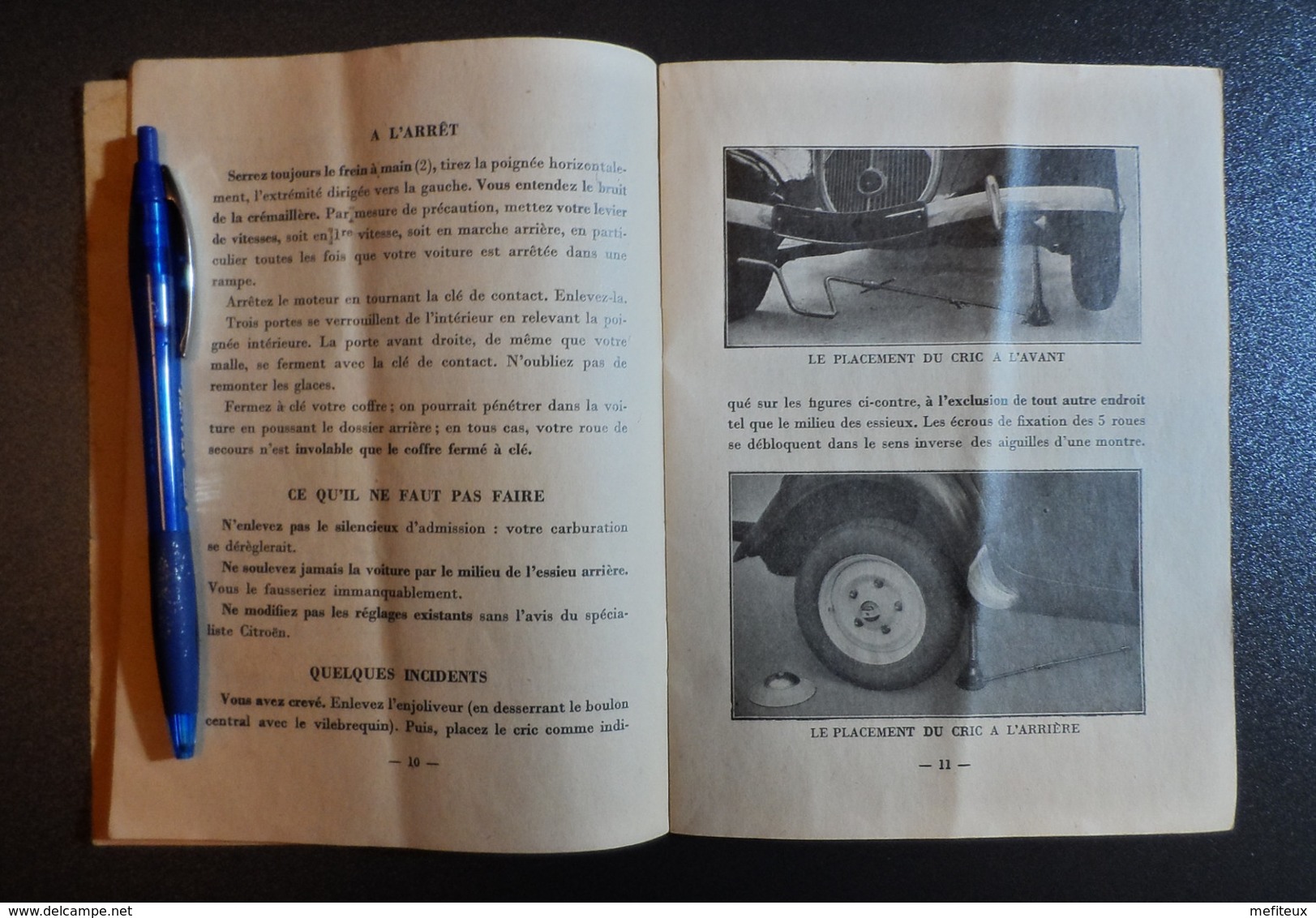 Notice D'entretien Traction Avant Citroen - Type 11 - 15ème édition 1947 - Voitures