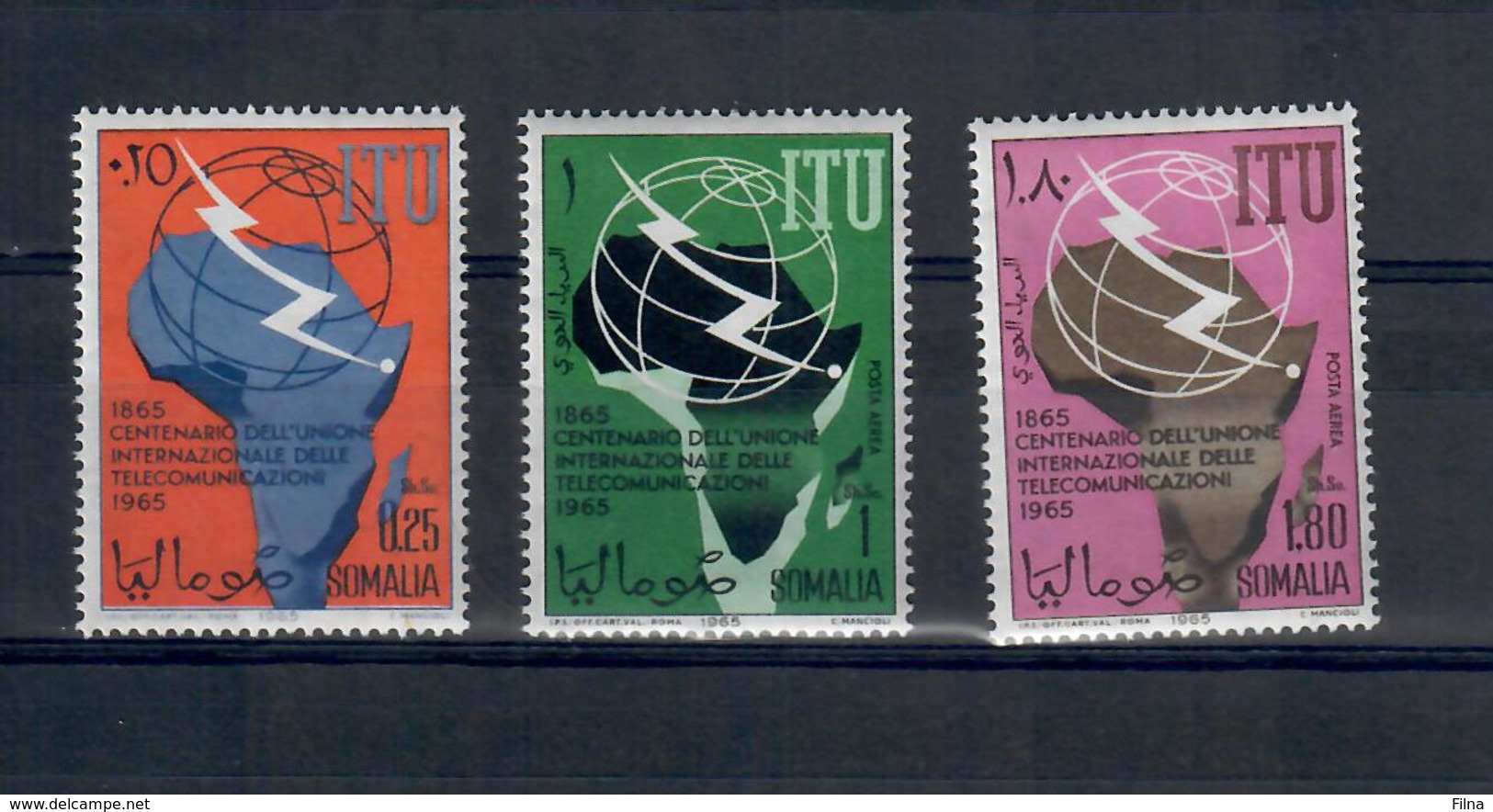 SOMALIA 1965 - 100 ANNI ITU TELECOMUNICAZIONI  - MNH ** - Somalia (1960-...)