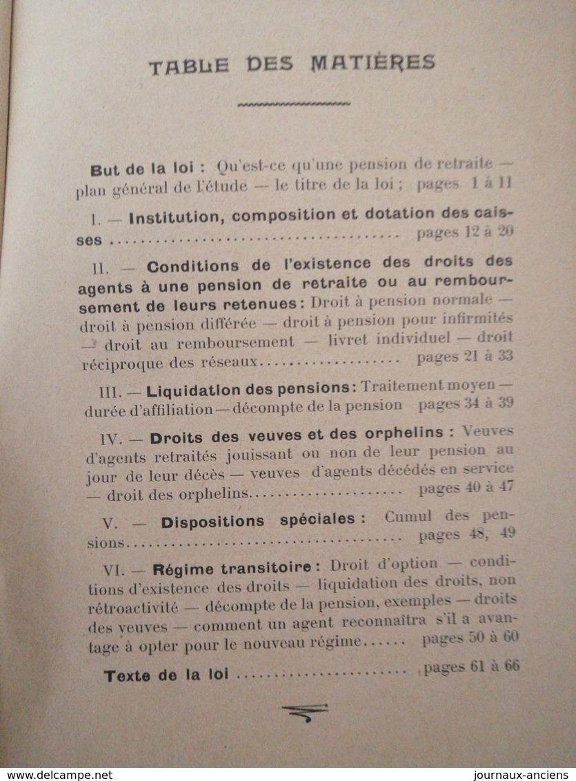 1909 - LES RETRAITES DU PERSONNEL DES CHEMINS DE FER - Non Classés