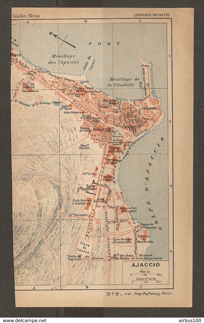 CARTE PLAN 1935 N° 9 - CORSE AJACCIO MOUILLAGE DE LA CITADELLE GARE BATTERIE DU MAESTRELLO - Topographische Karten