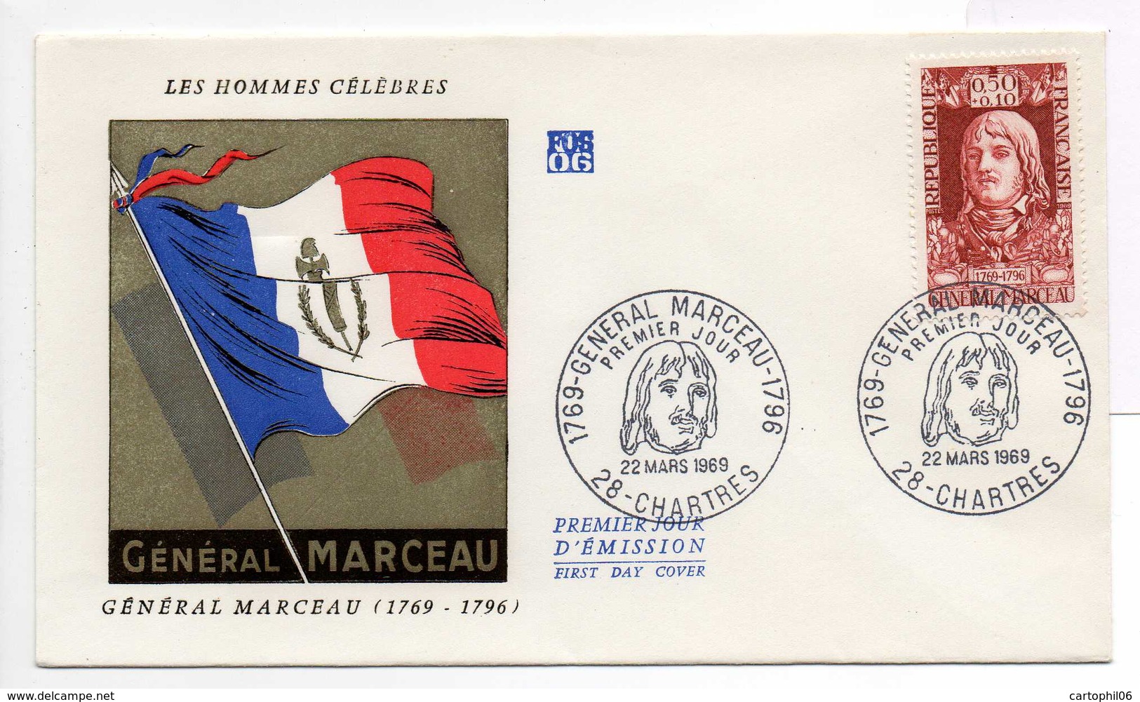 - FDC CHARTRES 22.3.1969 - GENERAL MARCEAU - - Révolution Française
