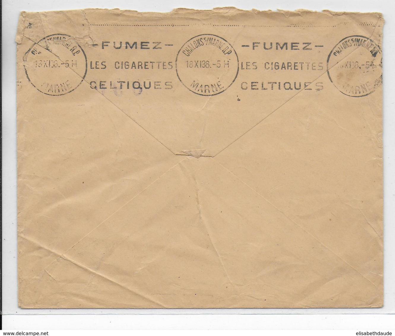 SEMEUSE - 1938 - BEL AFFRANCHISSEMENT Sur ENVELOPPE De ECURY (MARNE) => CHALONS - 1906-38 Semeuse Camée