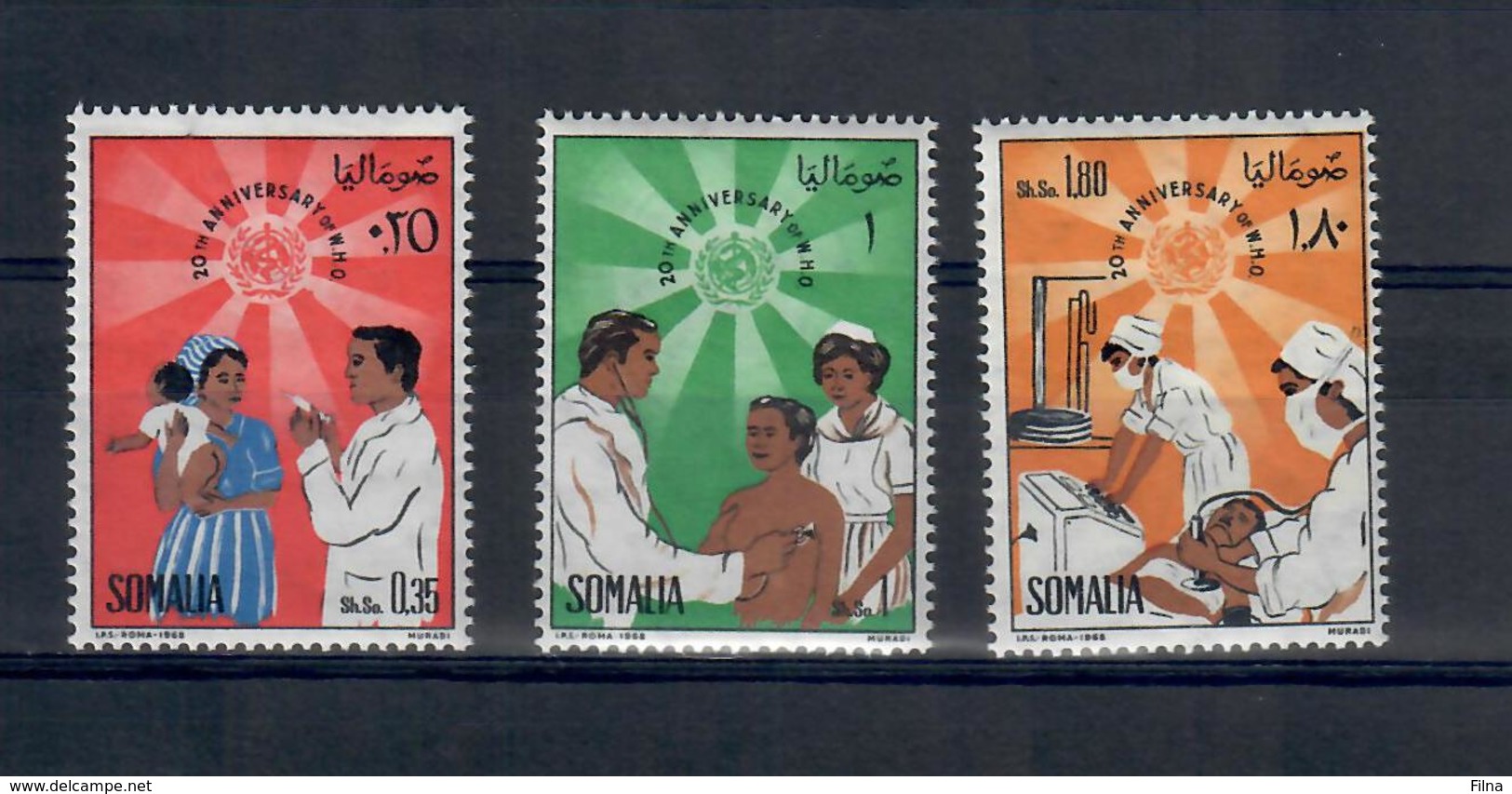 SOMALIA 1968 - 20 ANNI ORGANIZZAZIONE MONDIALE SANITA' OMS - WHO  - MNH ** - Somalia (1960-...)