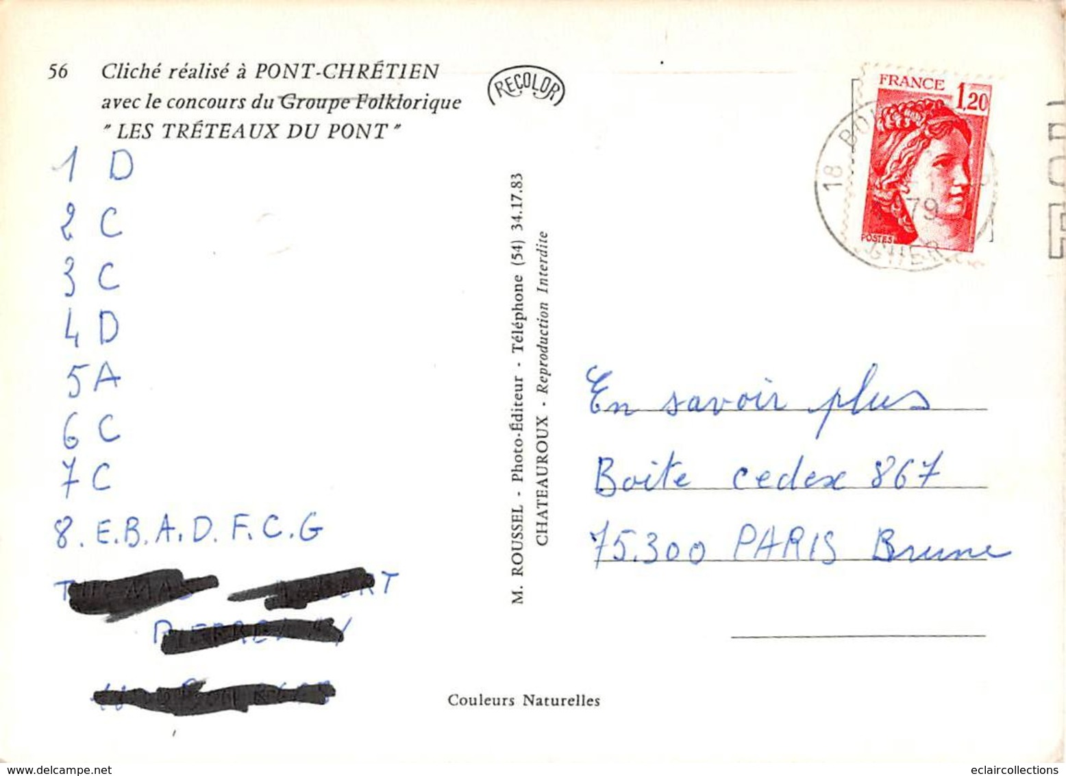 Pont Chrétien         36       Groupe Folklorique. Les Tréteaux Du Pont  10 X 15 -1979  (voir Scan) - Other & Unclassified