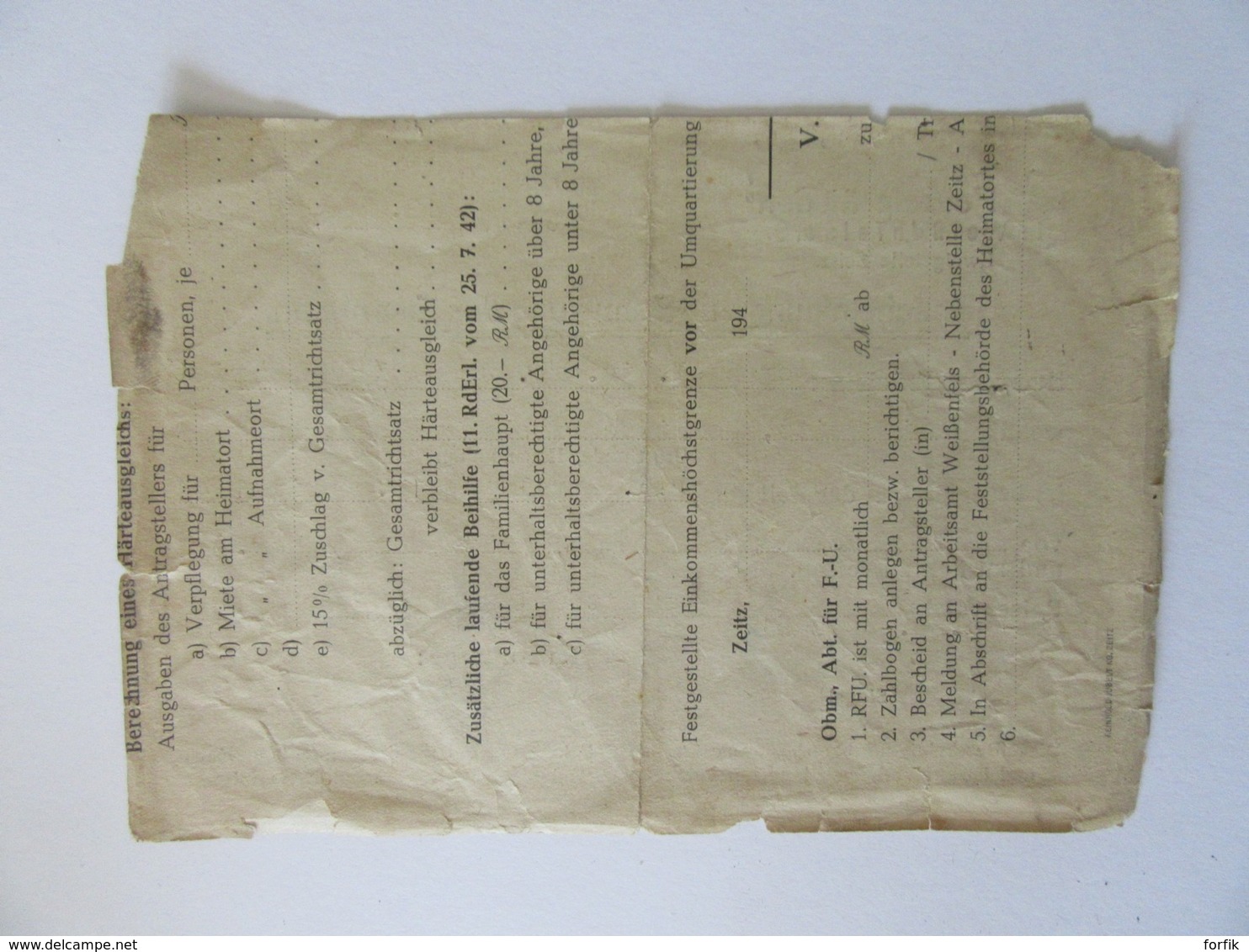 Allemagne / Empire Allemand - Certificat D'utilisation Des Chemins De Fer - Zeitz Le 12 Avril 1944 - Historical Documents