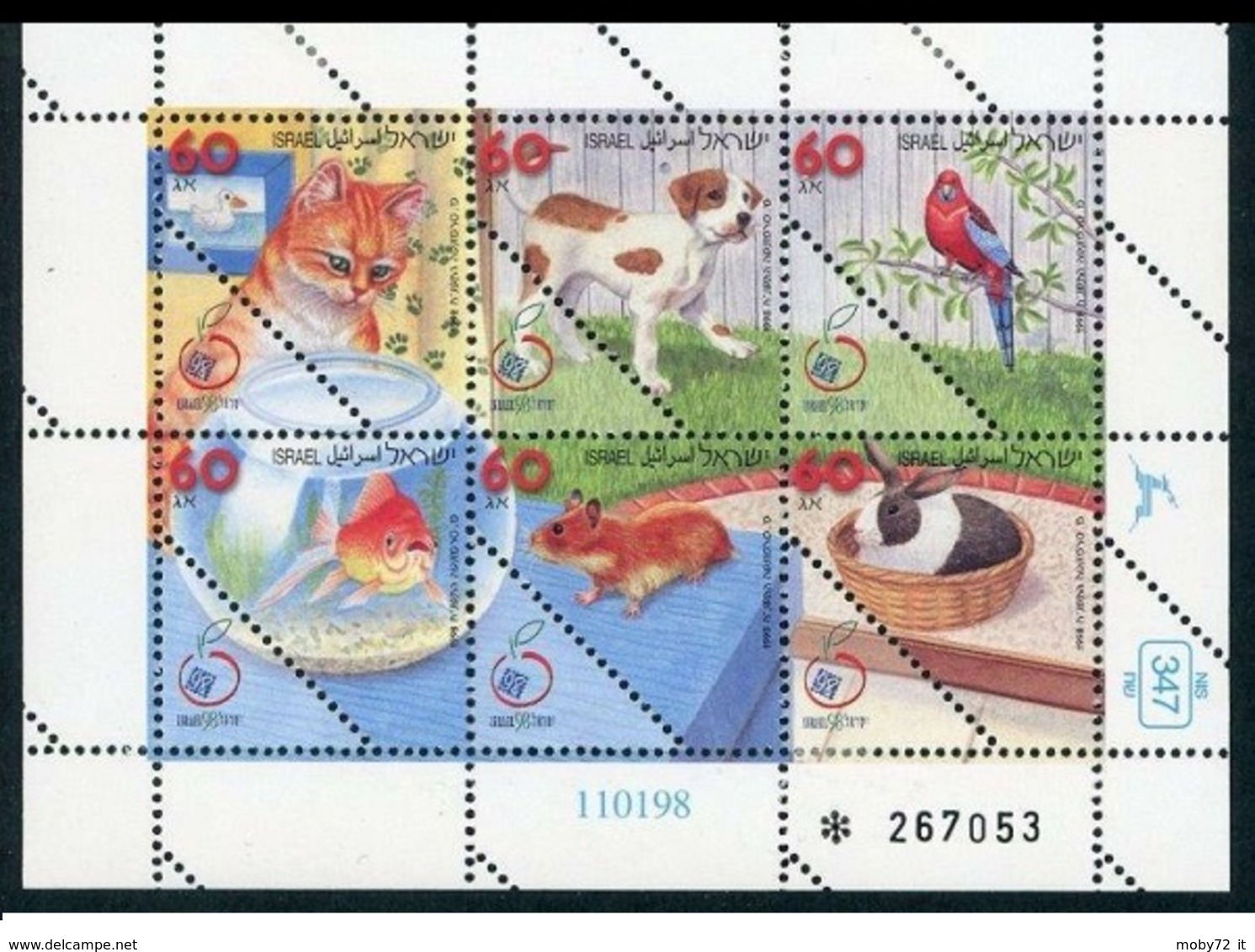 Israele - 1998 - Nuovo/new MNH - Animali Domestici - Mi N. 1474/79 - Blocchi & Foglietti