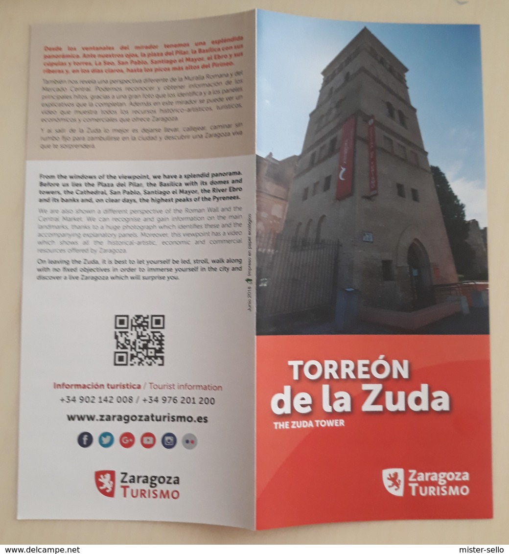 FOLLETO TURÍSTICO TORREÓN DE LA ZUDA. ZARAGOZA - ESPAÑA. - Cuadernillos Turísticos