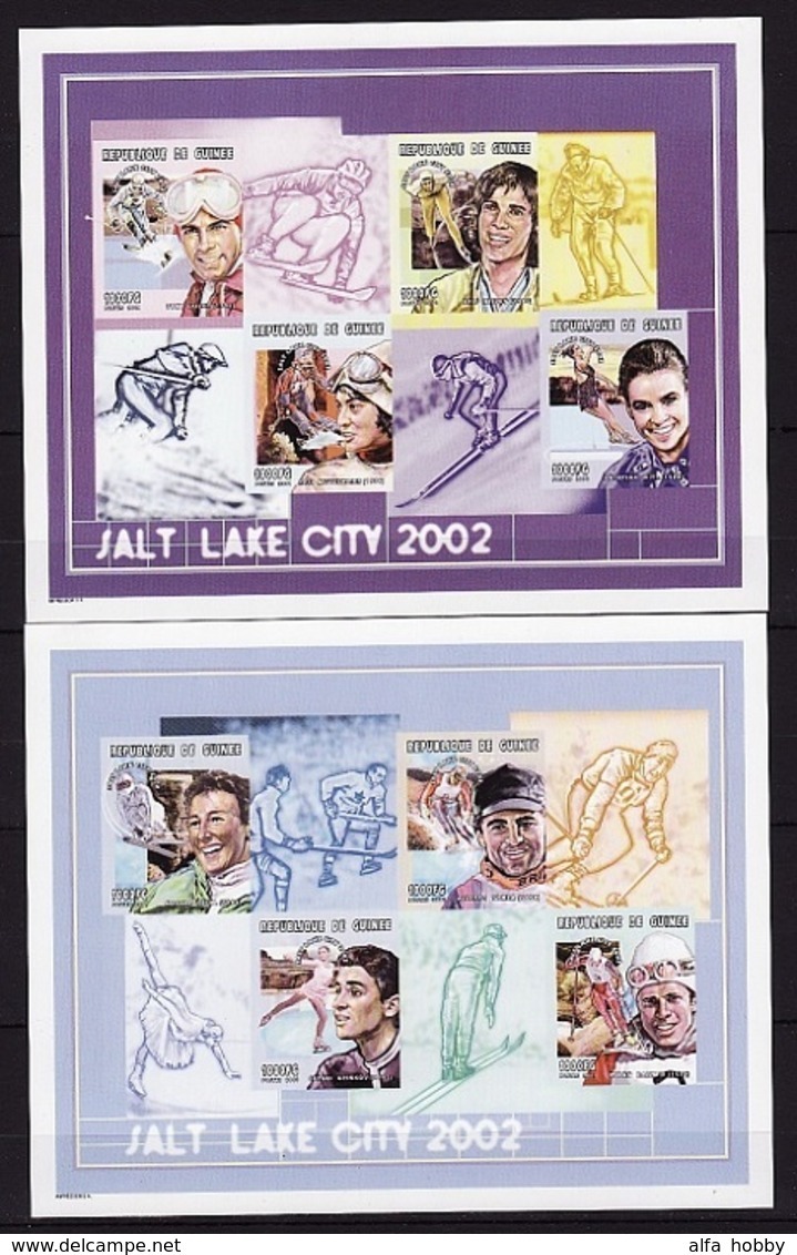 Guinea, 2001, Winter Olympic 2002, 4 Minisheets +5 Blocks Imperforated 205 Euro - Invierno 2002: Salt Lake City