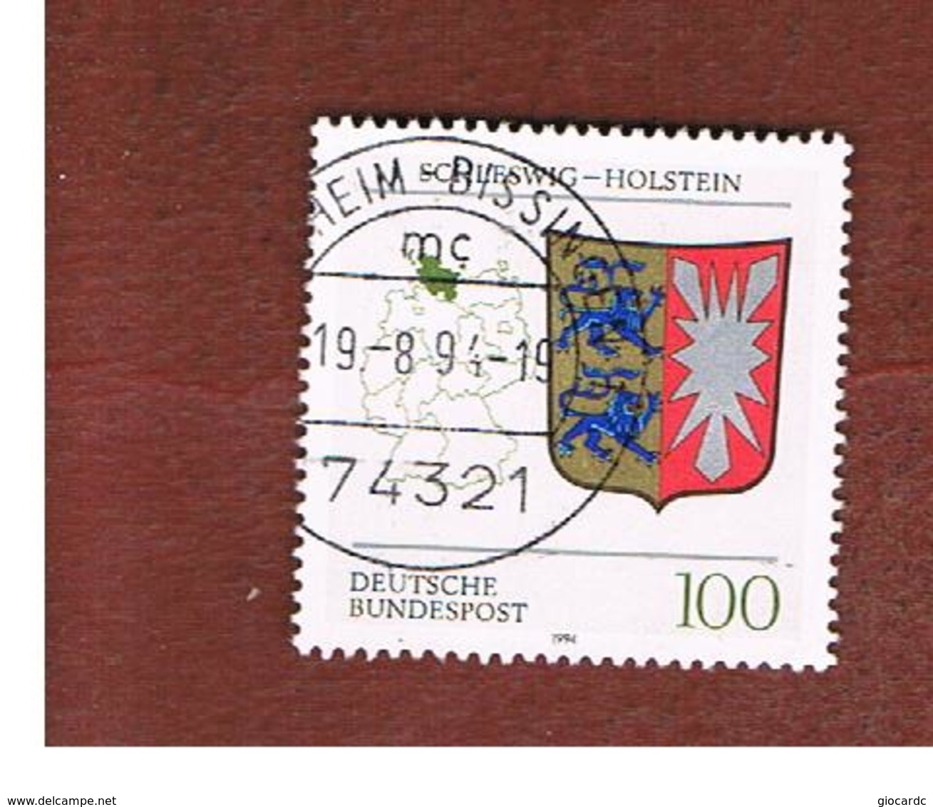 GERMANIA (GERMANY) - SG 2584  - 1994 LANDER OF FEDERAL REPUBLIC: SCHLESWIG-HOLSTEIN (ARMS) - USED - Usados