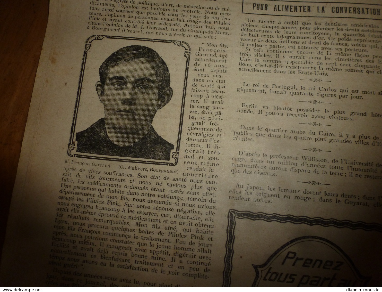 1908 NOS LOISIRS : Couv.de Fréjean;Chercheurs de trésors du lac Némi;Pour vivre longtemps:Fortune avec les escargots;etc