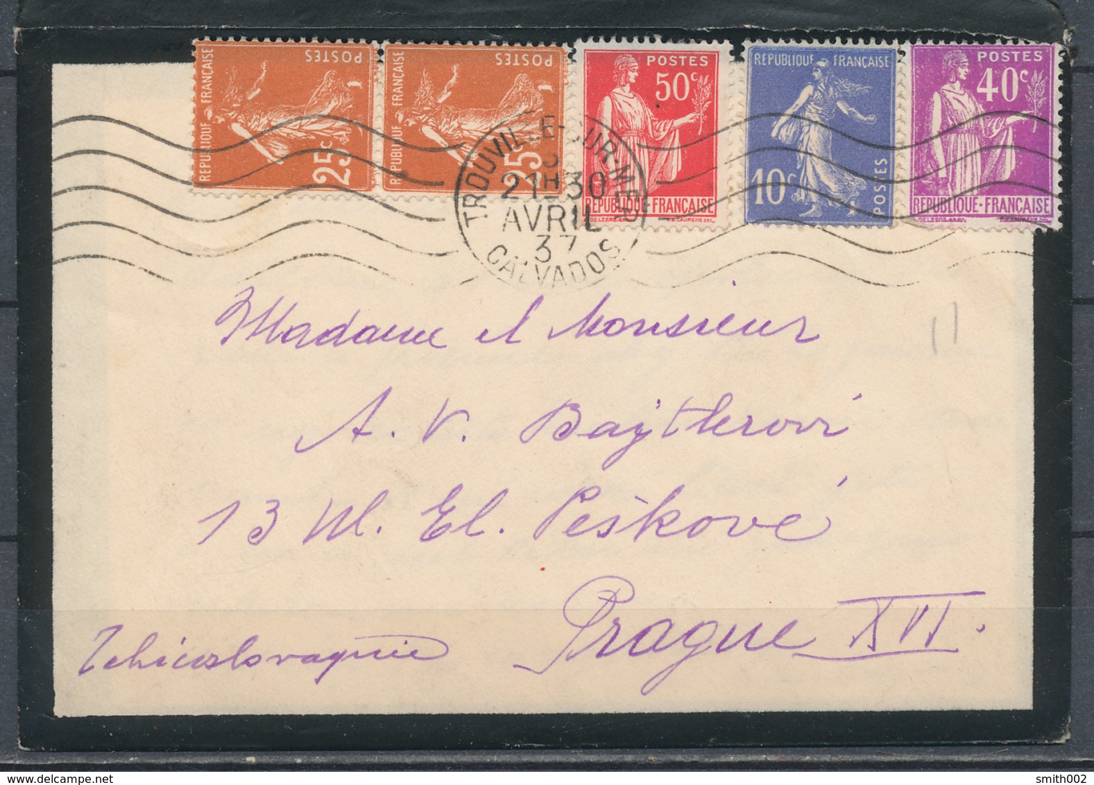 1937 TROUVILLE - SMICHOV (Tchecoslovaquie) - Nice Cover - 1921-1960: Période Moderne