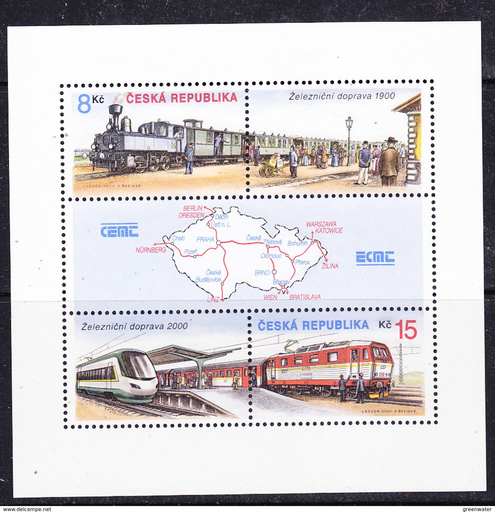 Czech Republic 2000 Trains/ Railroad M/s ** Mnh (43028C) - Blokken & Velletjes