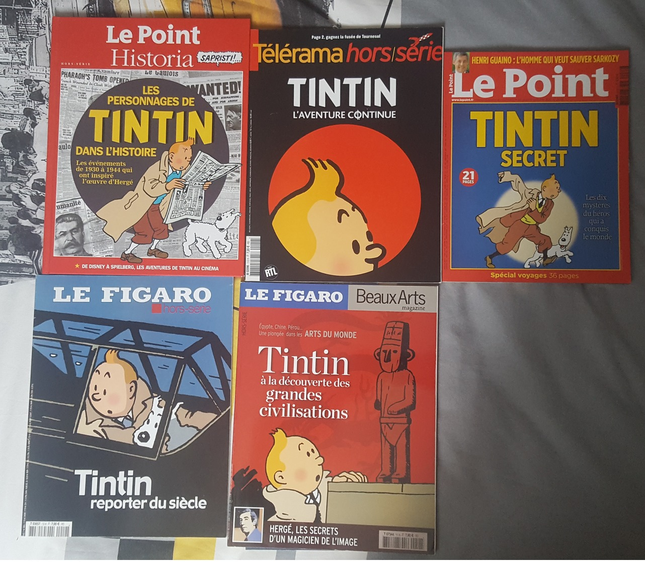 Lot De 5 Magazines Tintin Figaro Télérama Le Point Historia EO TTBE - Tintin