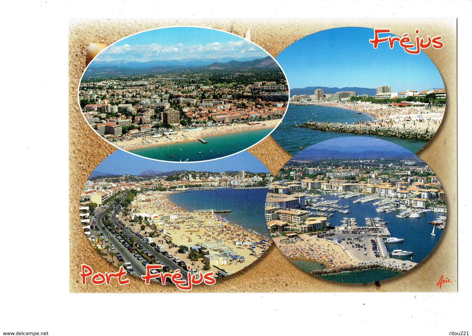 Cpm - 83 - FREJUS - MultIvues - Port Fréjus - Sable Coquillage - Frejus