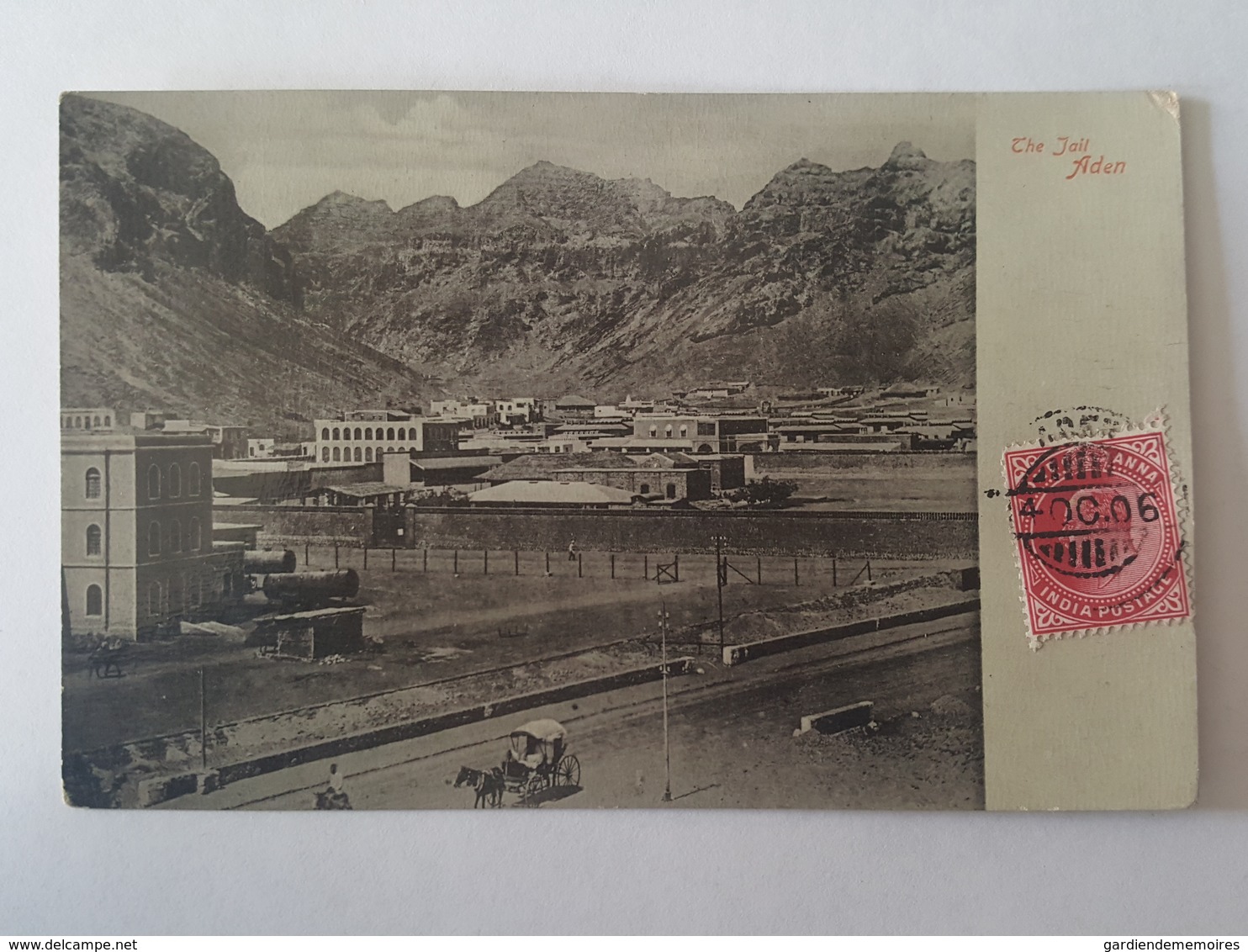 Yémen - Aden - The Jail / Prison - Carte Postale Glacé, Hotel De L'Europe Turkish Shop, I. Benghiat & Son, Aden - Yémen