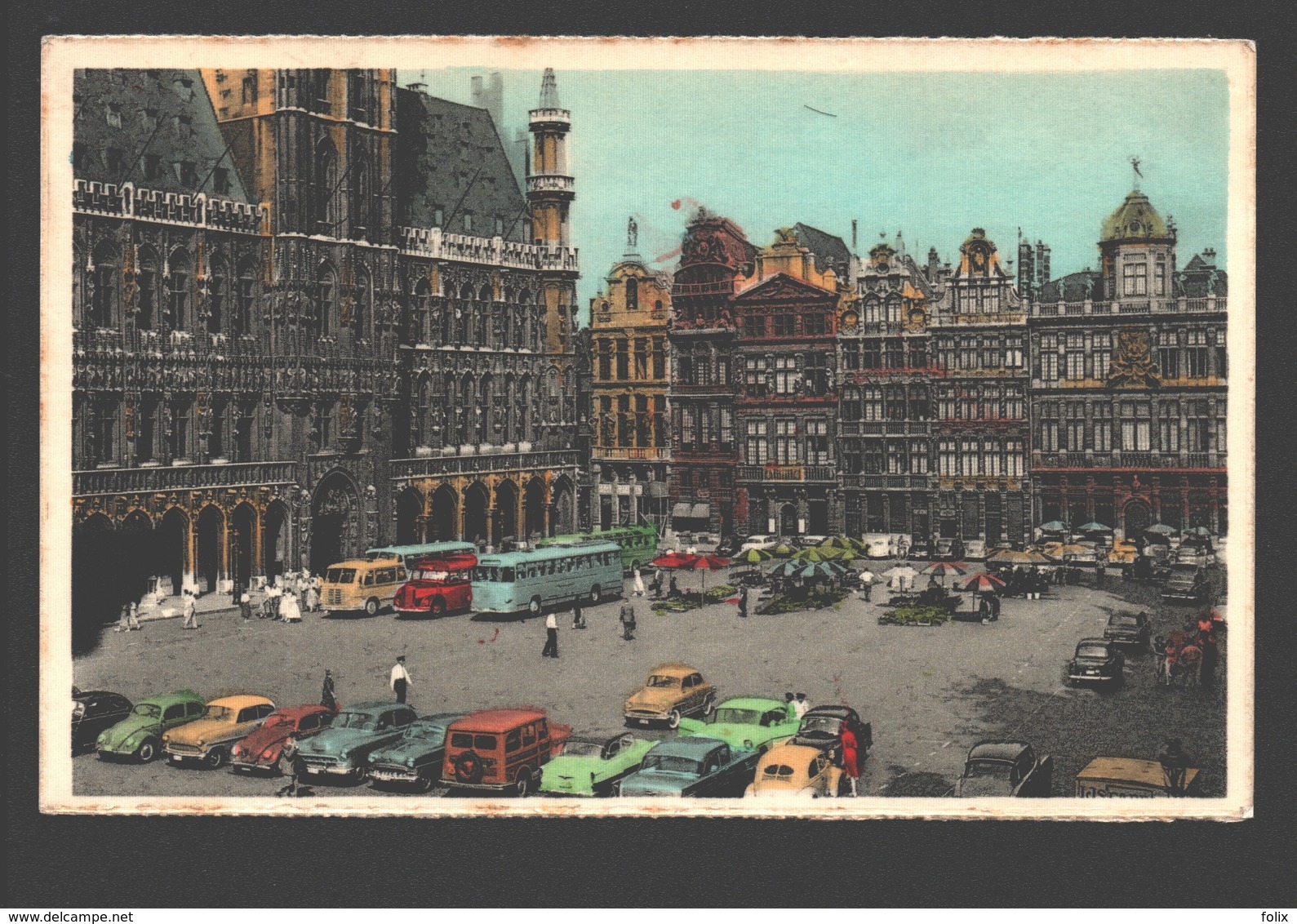 Brussel / Bruxelles - Grand'Place - Vintage Cars / Voitures - Autobus - éd. Artcolor - Places, Squares