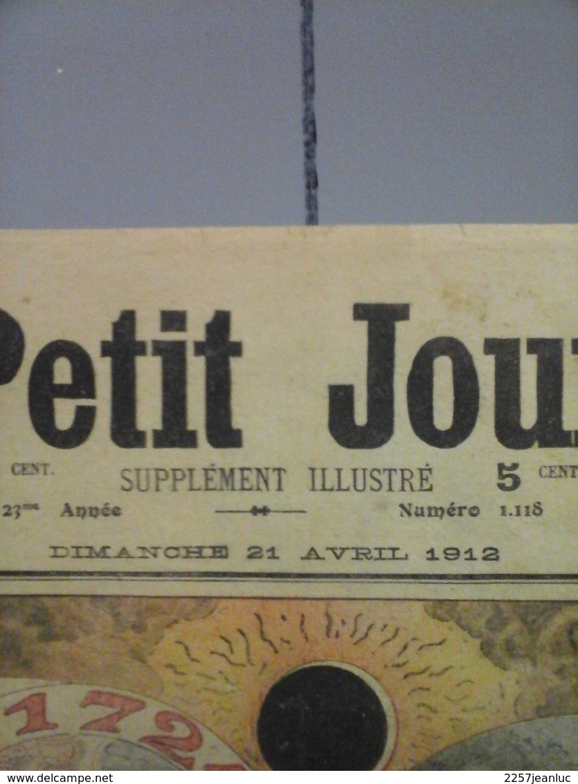 Le Petit Journal  Du 21 Avril  1912 - Eclipse De 1724 /1912 Sacrifices Umains En Louisiane. - Le Petit Journal