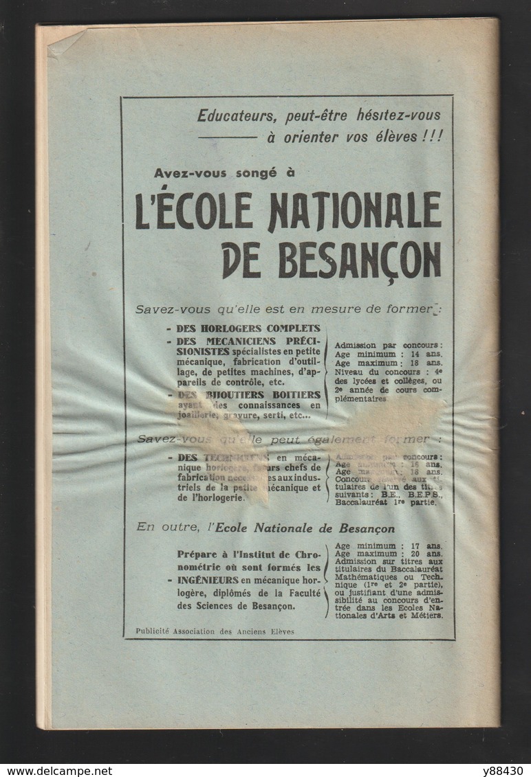 BULLETIN de la Fédération de l'Education Nationale du DOUBS à BESANCON - année 1951 . n°4 - 64 pages -17 scan