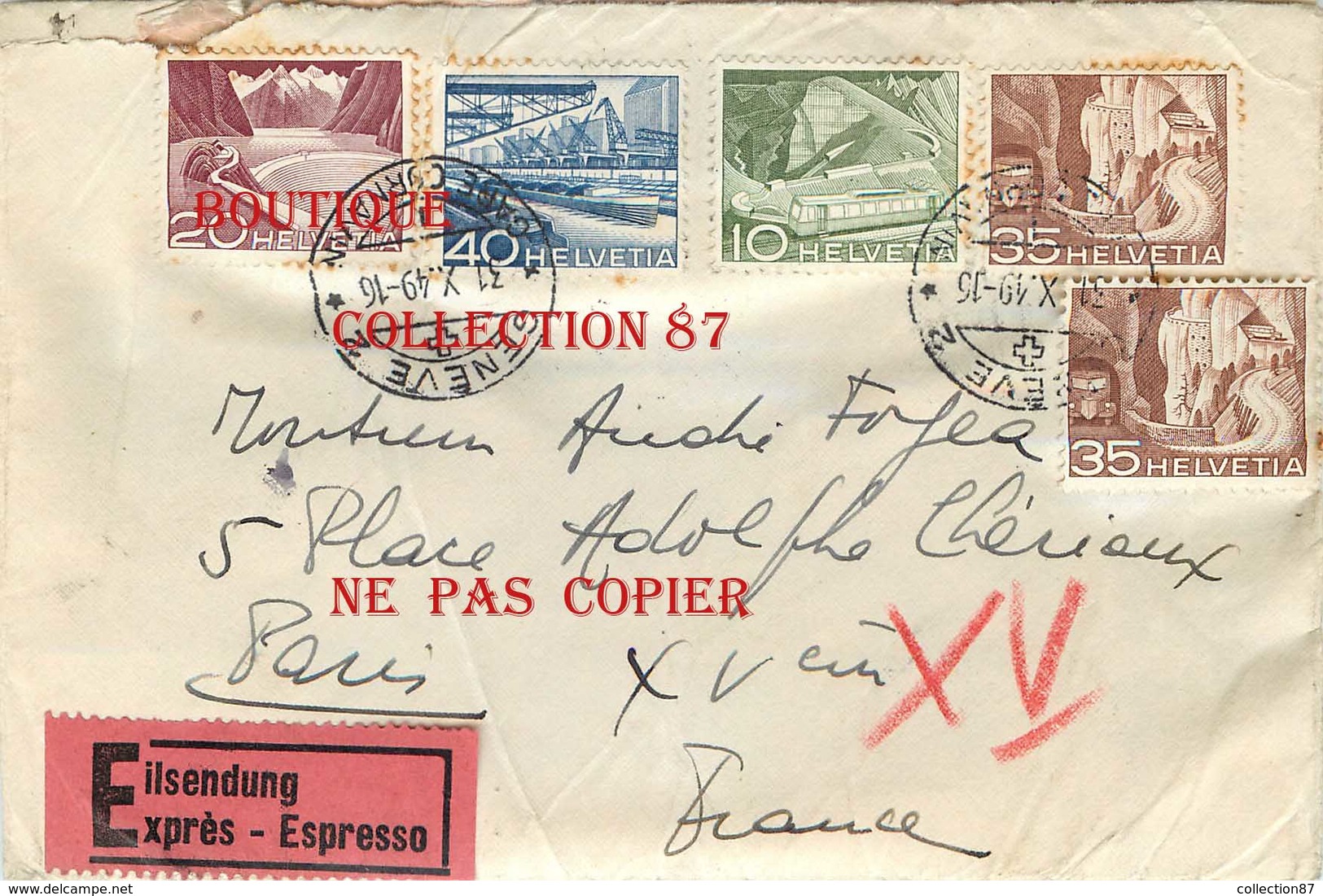 ♣♣ ☺ SUISSE < LETTRE EXPRESS Avec CACHET De GENEVE 2  GARE CORNAVIN En 1949 - Lettres & Documents