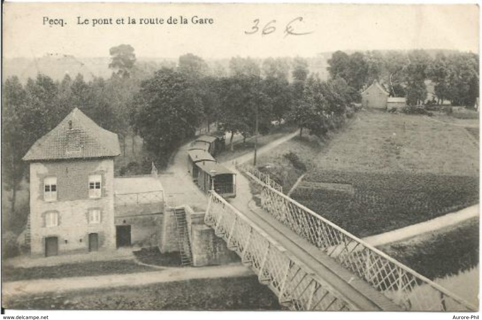 Pecq – Le Pont Et La Route De La Gare Avec Train à Vapeur - Pecq