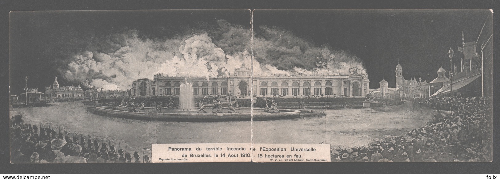 Brussel / Bruxelles - Panorama Du Terrible Incendie De L'Exposition Universelle 1910 - Carte Double - Exposiciones Universales