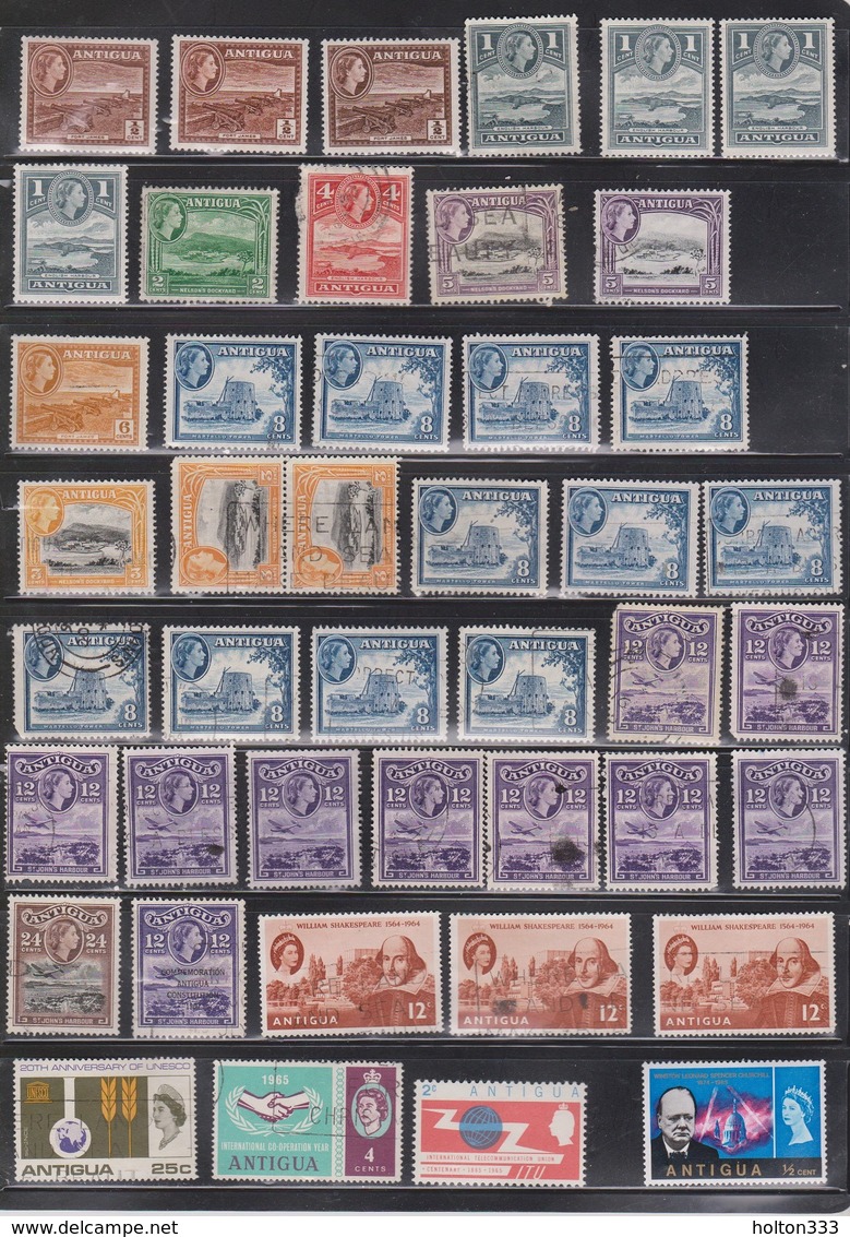 ANTIGUA Lot Of MH & Used Stamps - QEII Era - Some Duplication - 1858-1960 Crown Colony