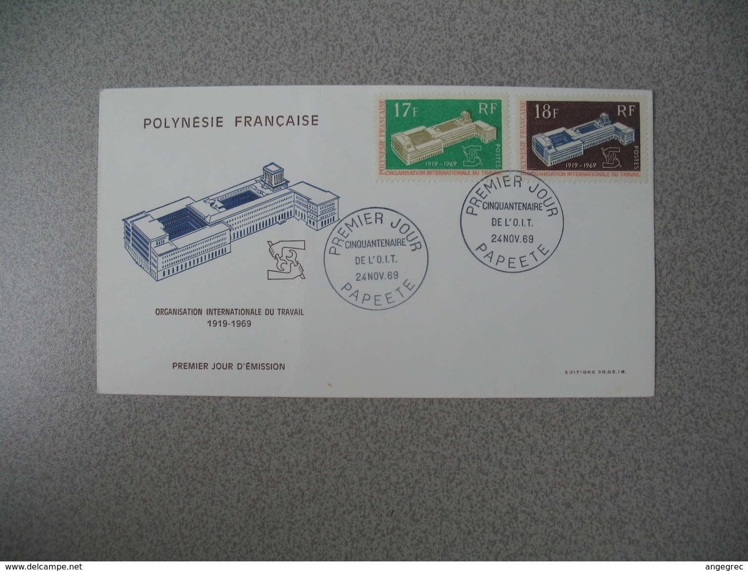 FDC 1969  Polynésie Française N°  70 Et 71  - 50 ème Anniversaire De L'Organisation International Du Travail - FDC