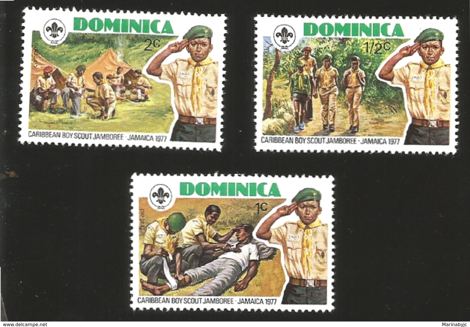 V) 1977 DOMINICA, SALUTING BOY SCOUT, CARIBBEAN BOY SCOUT JAMBOREE, MNH - Dominica (1978-...)