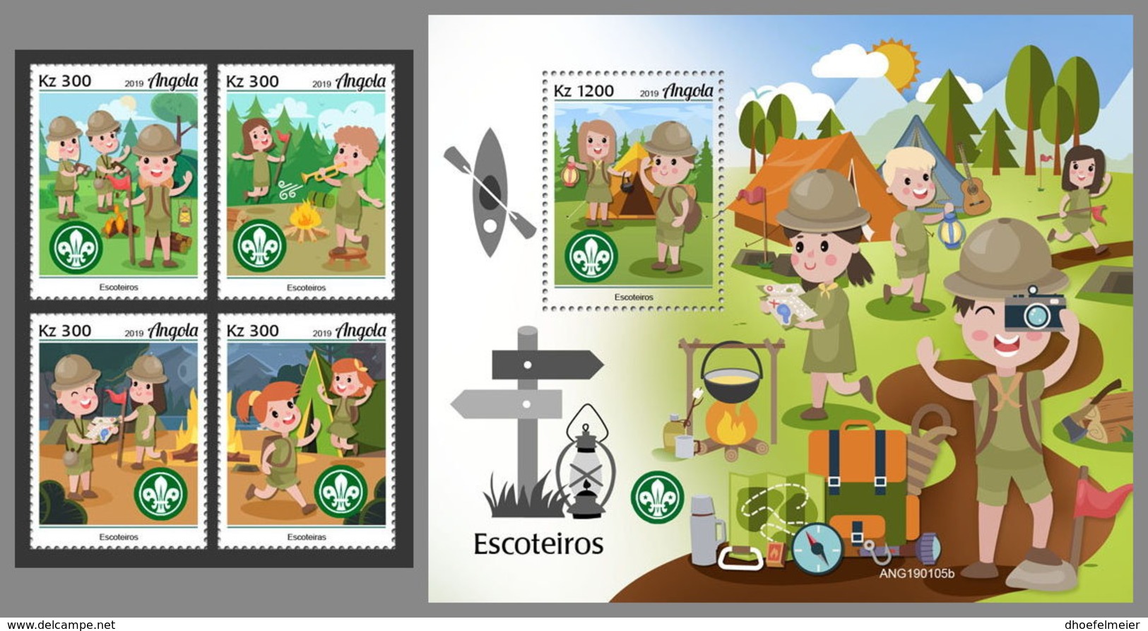 ANGOLA 2019 MNH Scouts Pfadfinder 4v+S/S - OFFICIAL ISSUE - DH1923 - Nuevos